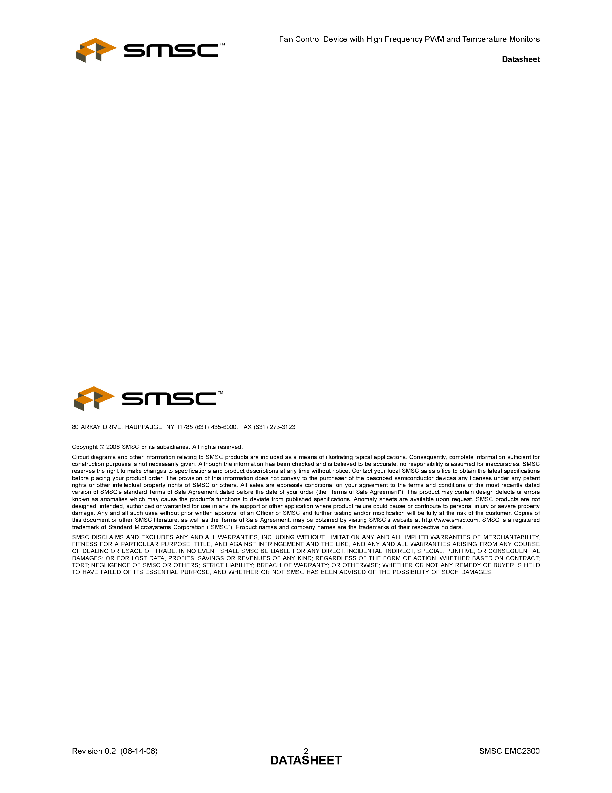 Datasheet EMC2300 - Fan Control Device page 2