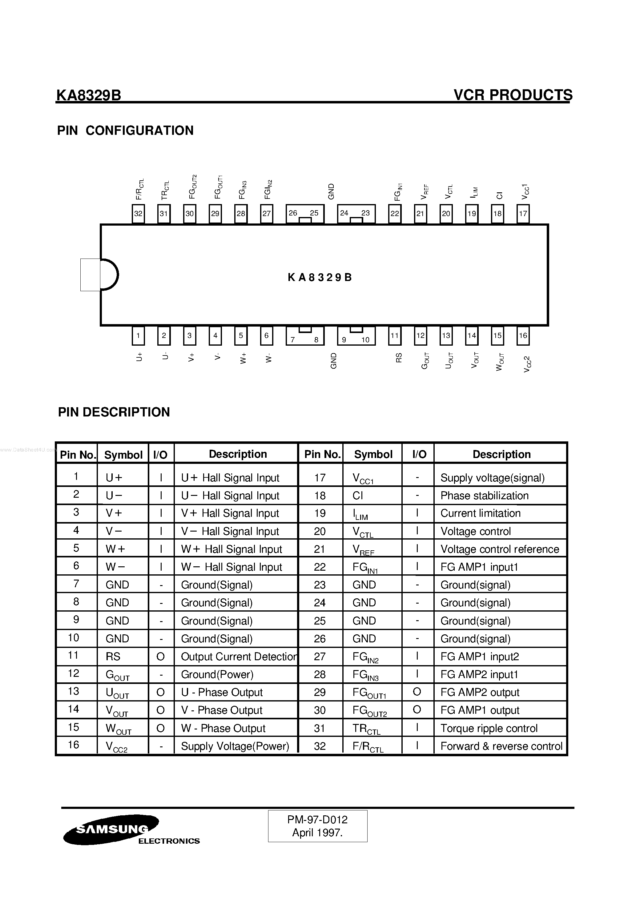 Datasheet KA8329B - 3-Phase Capstan Motor Driver page 2