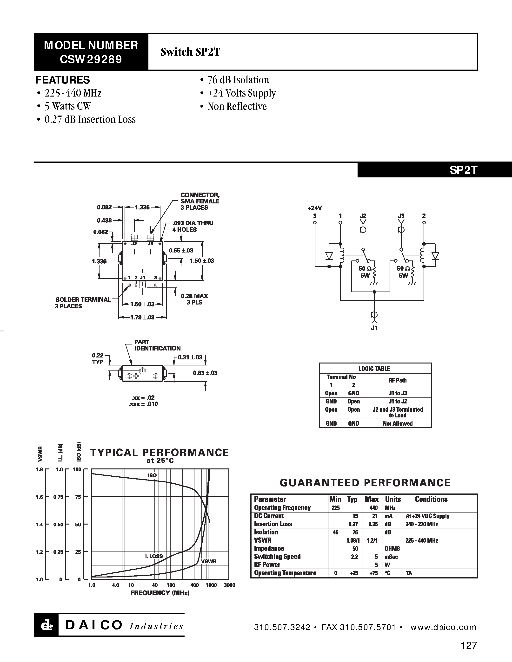 Даташит на микросхему CSW29289 страница 1 Даташит CSW29289 - Switch SP2T страница 1