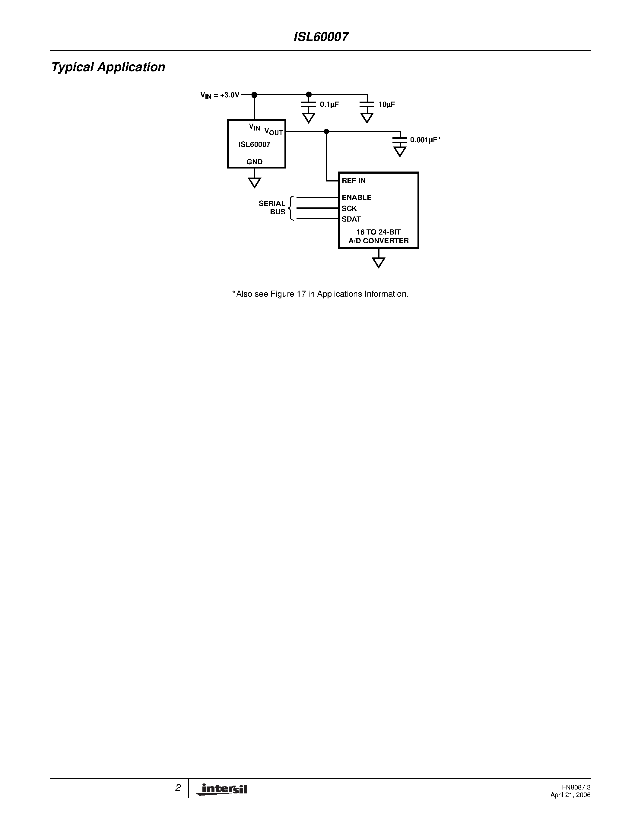 Datasheet ISL60007 page 2 Datasheet ISL60007 - High Precision FGA Voltage References page 2