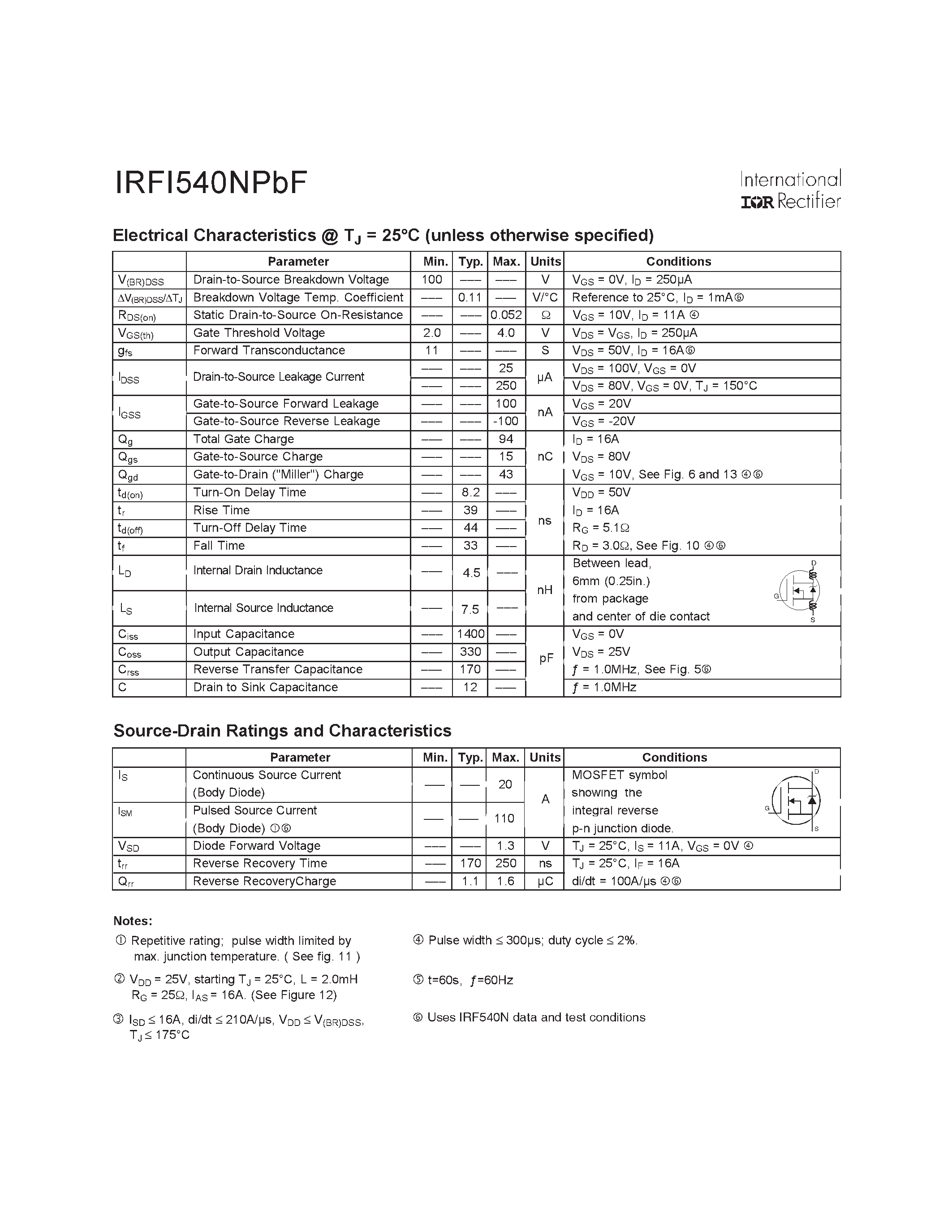 Datasheet IRFI540NPBF - HEXFET Power MOSFET page 2