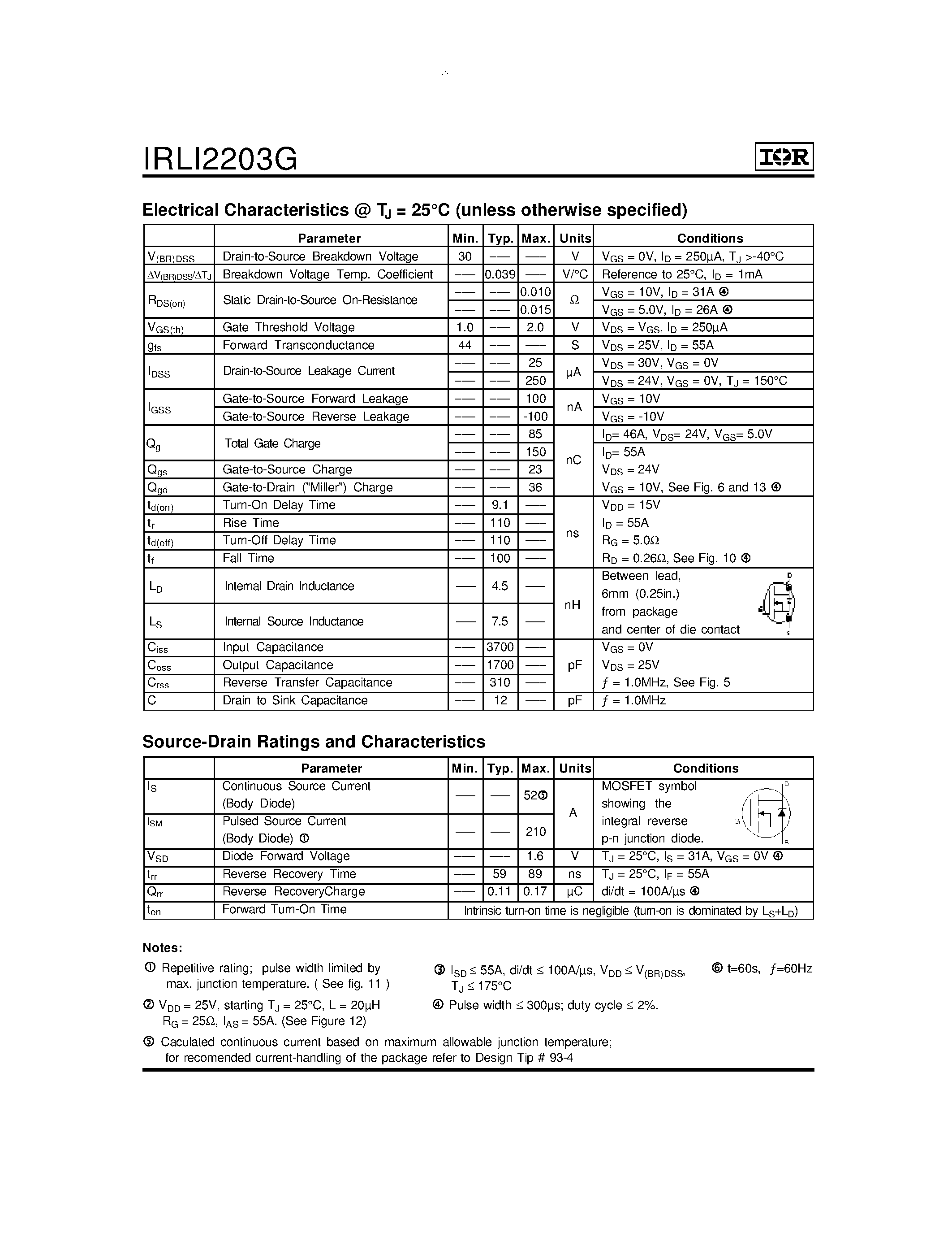 Datasheet IRLI2203G page 2 Datasheet IRLI2203G - POWER MOSFET page 2