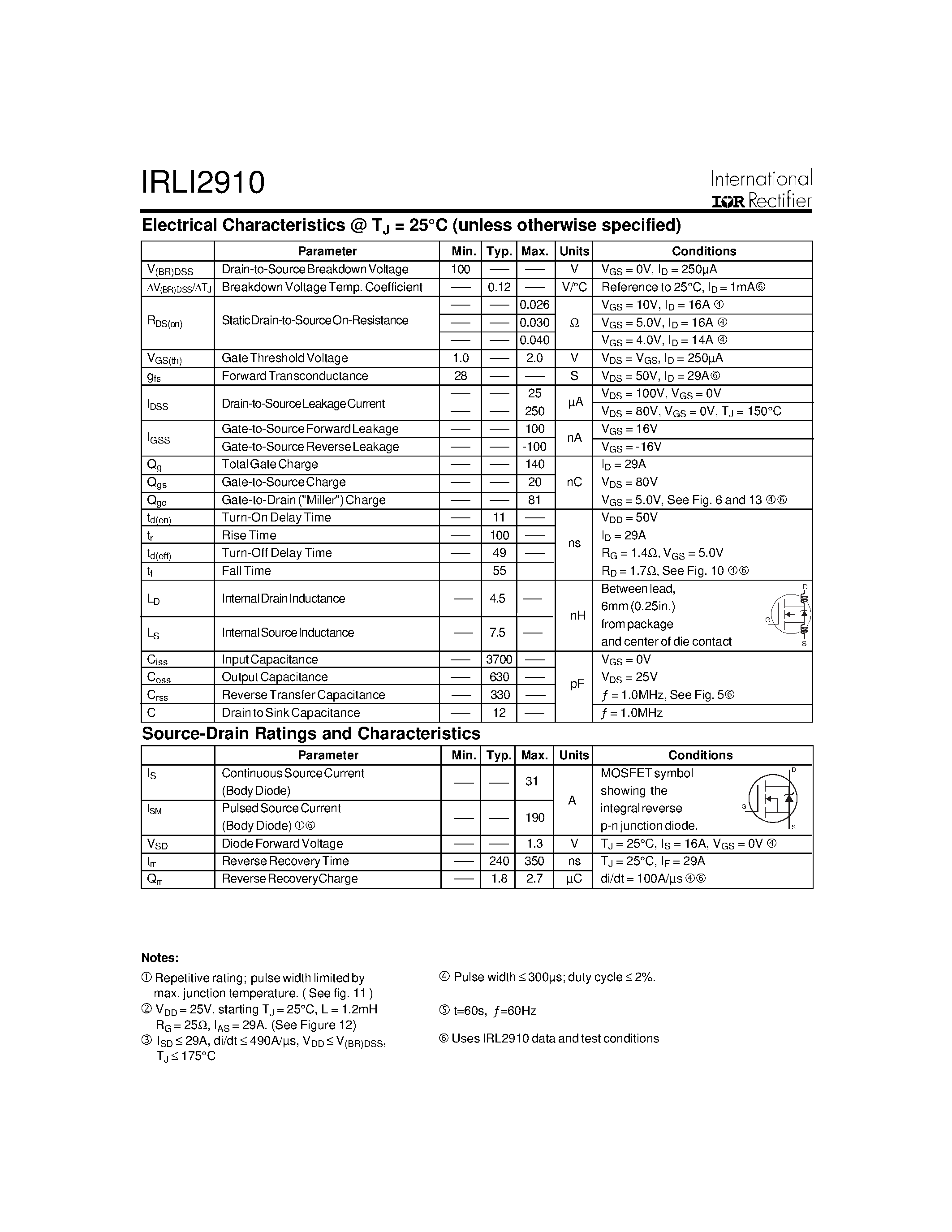 Datasheet IRLI2910 - POWER MOSFET page 2
