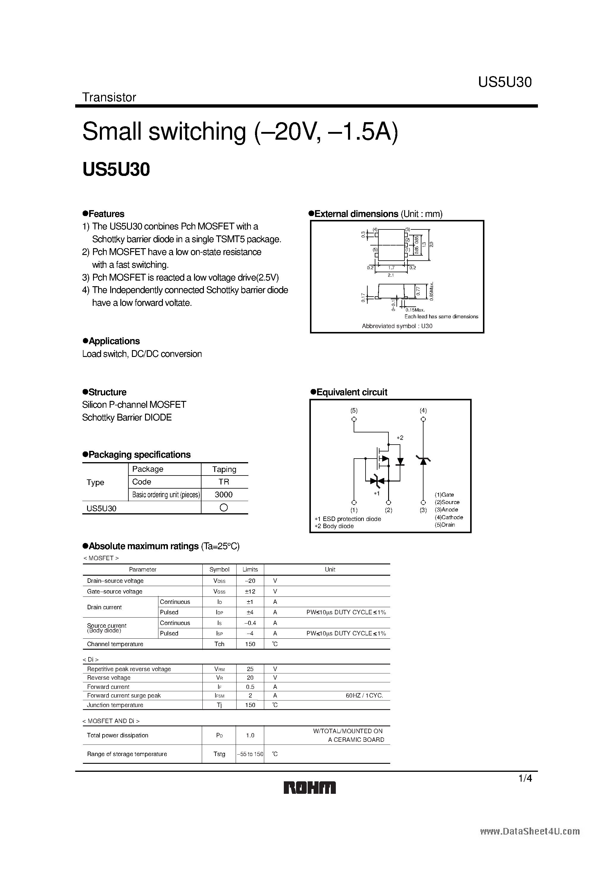 Datasheet US5U30 - Small switching page 1