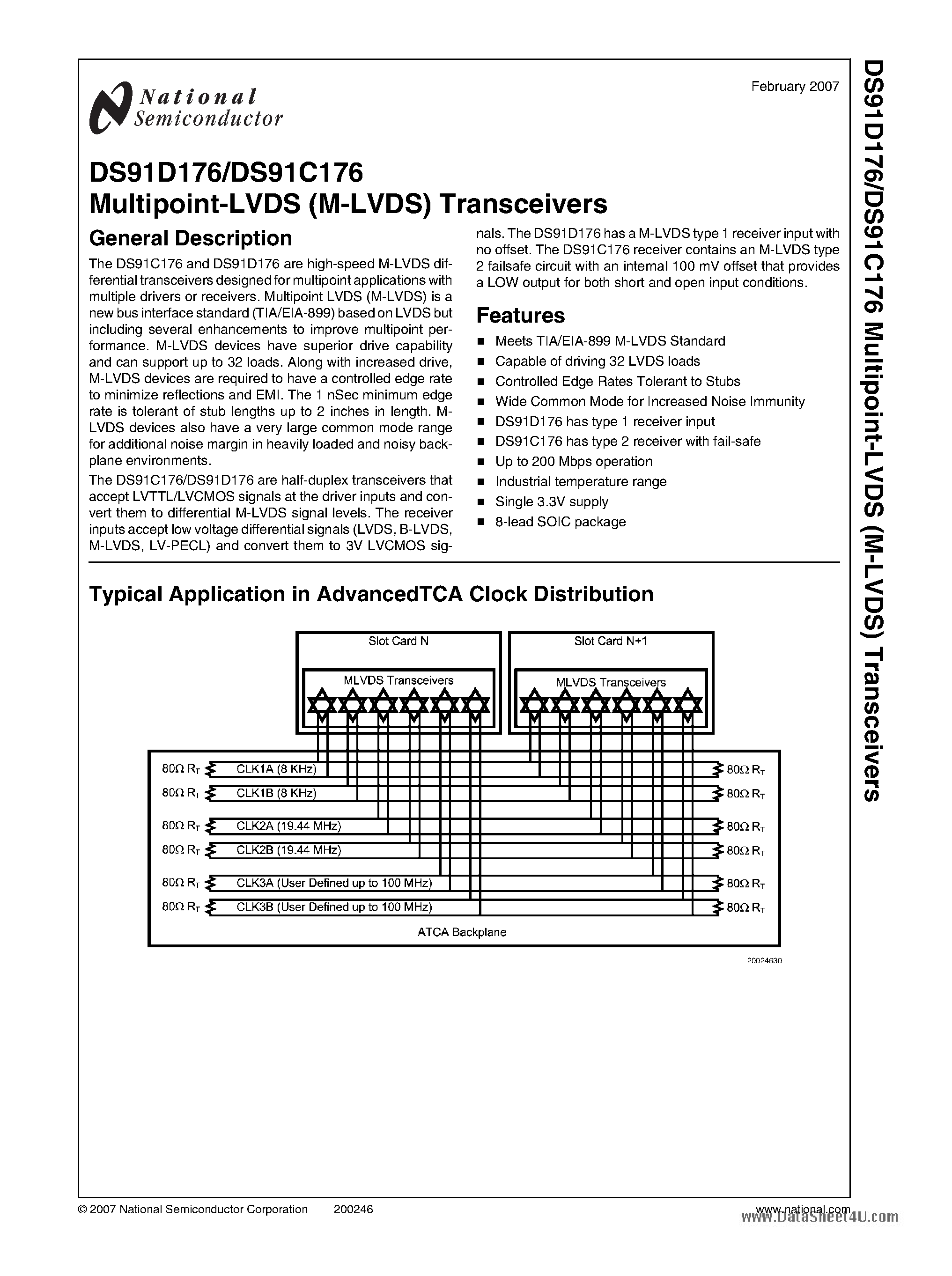 Datasheet DS91C176 - (DS91C176 / DS91D176) Multipoint-LVDS (M-LVDS) Transceivers page 1