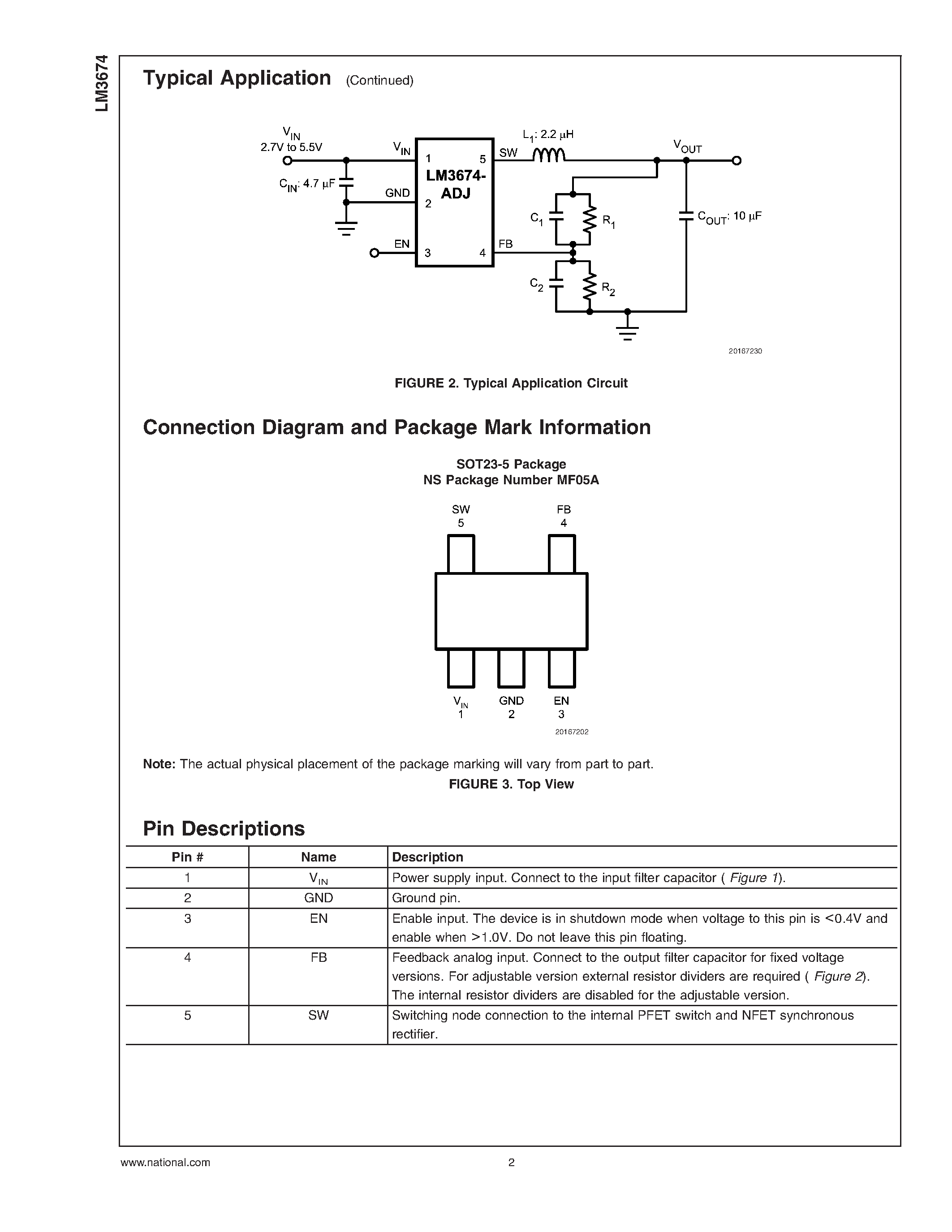Datasheet LM3674 - 600mA Step-Down DC-DC Converter page 2