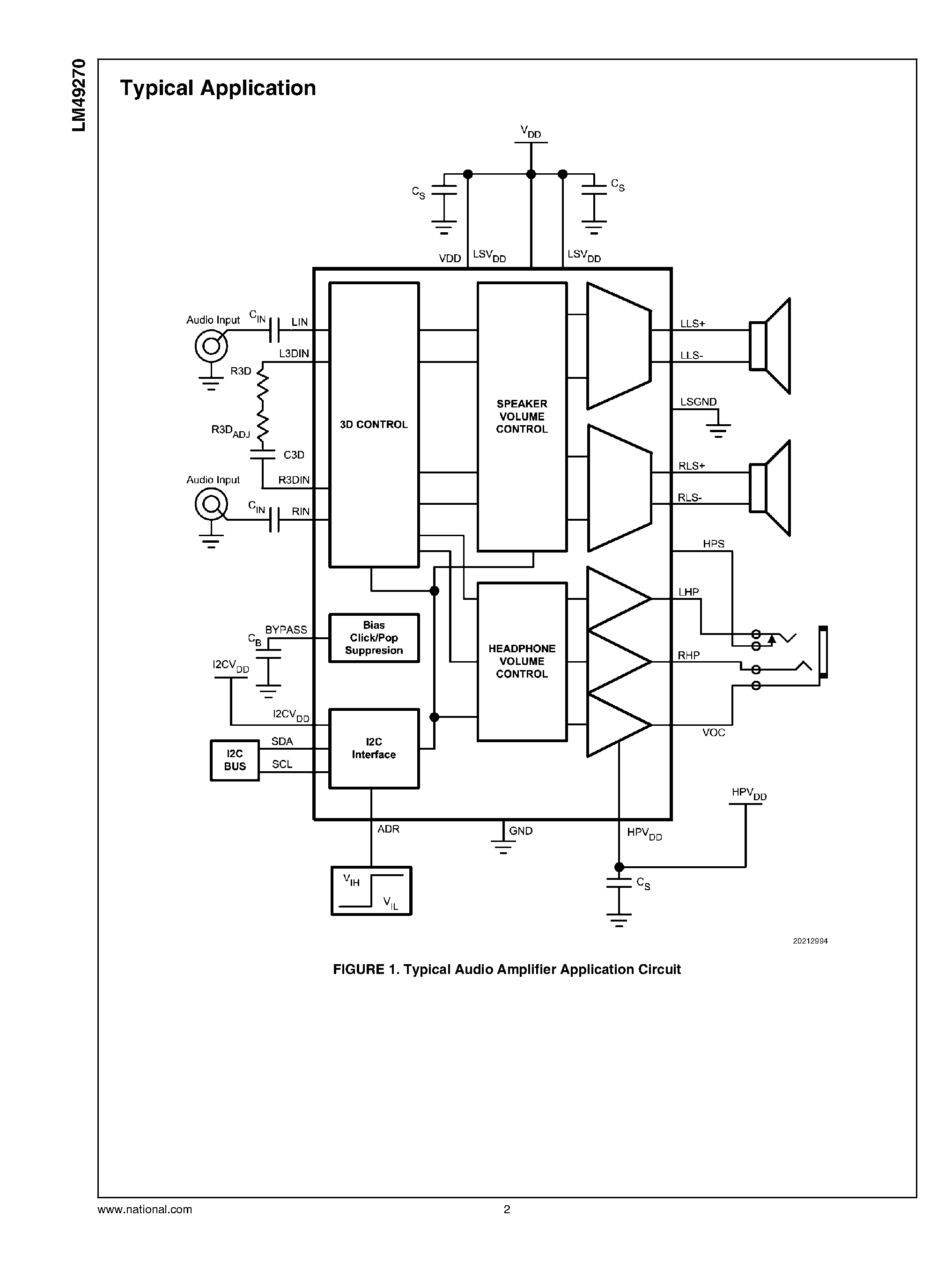 Даташит на микросхему LM49270 страница 2 Даташит LM49270 - Filterless 2.2W Stereo Class D Audio Subsystem страница 2