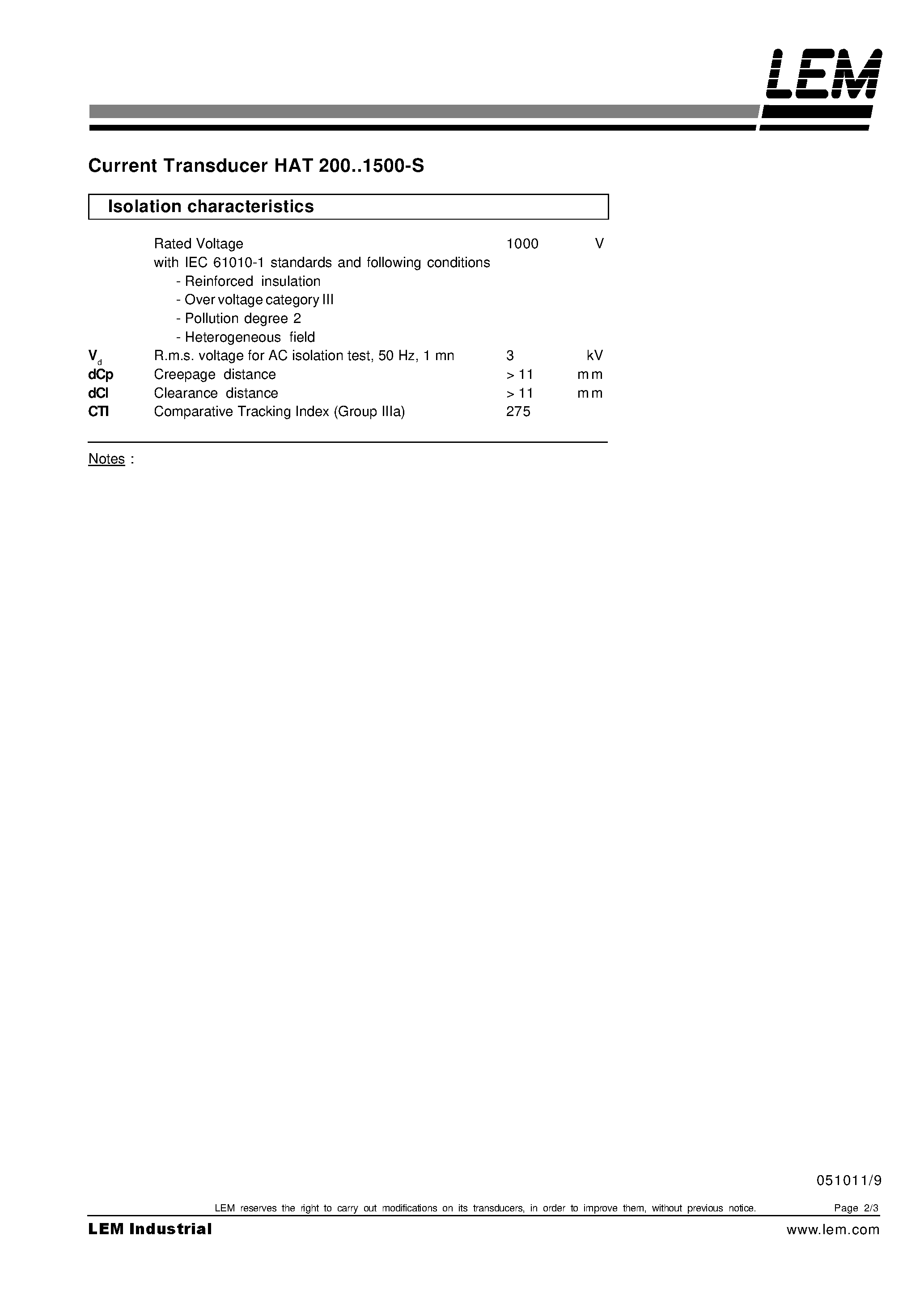 Даташит на микросхему HAT1000-S страница 2 Даташит HAT1000-S - (HAT200-S - HAT1500-S) Current Transducer страница 2