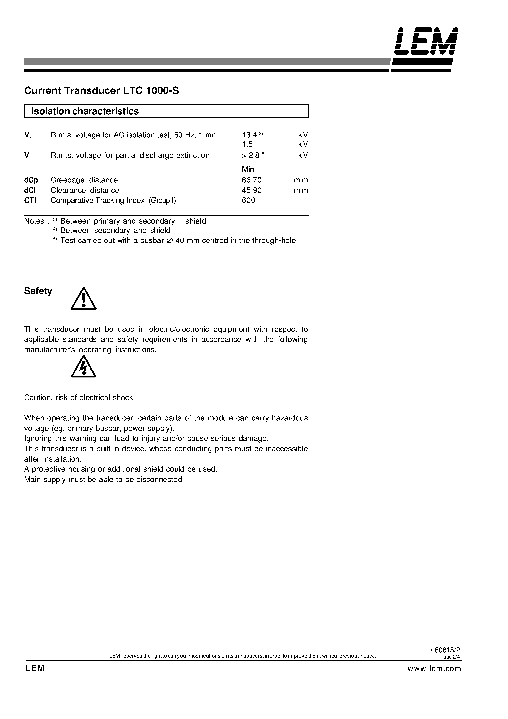 Datasheet LTC1000-S - Current Transducer page 2