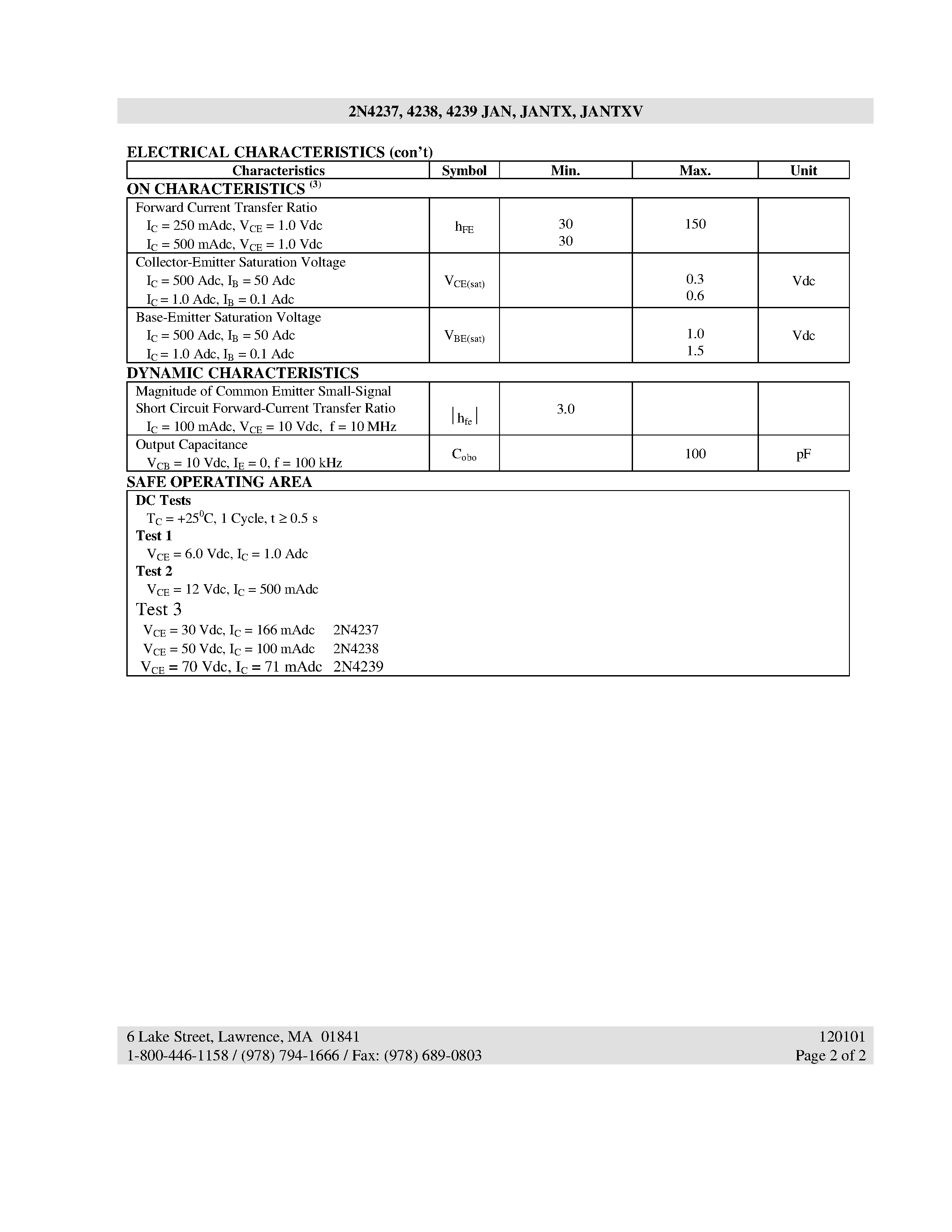 Datasheet 2N4238 - (2N4237 - 2N4239) NPN MEDIUM POWER SILICON TRANSISTOR page 2
