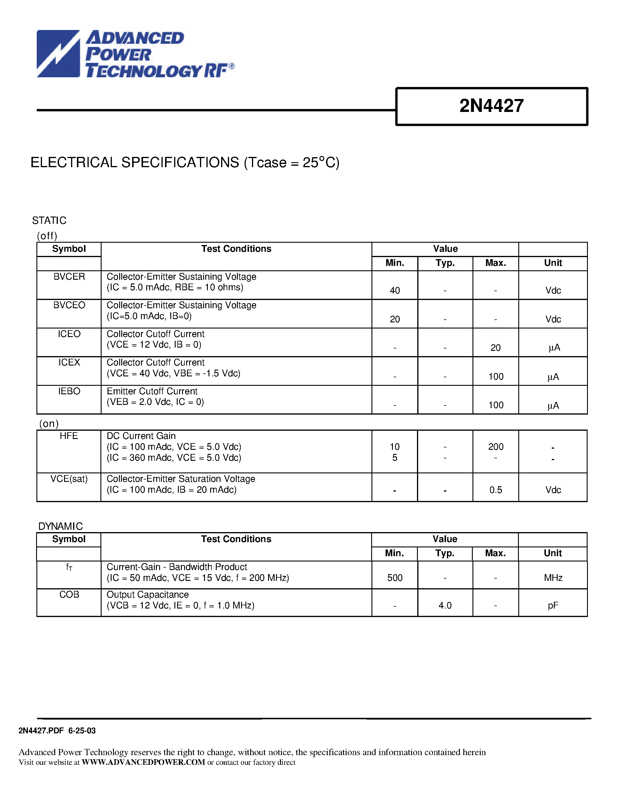 Даташит на микросхему 2N4427 страница 2 Даташит 2N4427 - RF & MICROWAVE DISCRETE LOW POWER TRANSISTORS страница 2