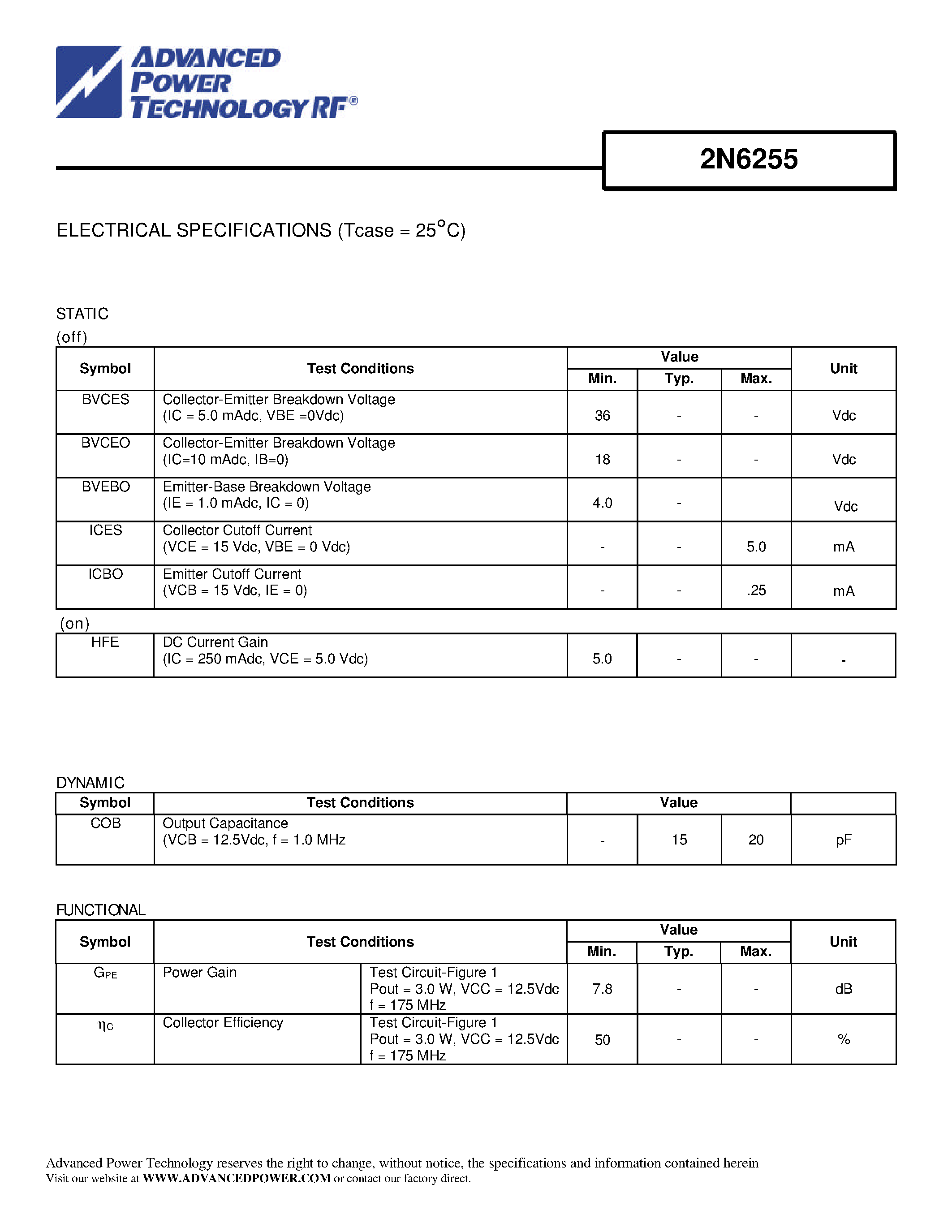 Даташит 2N6255 - RF & MICROWAVE DISCRETE LOW POWER TRANSISTORS страница 2