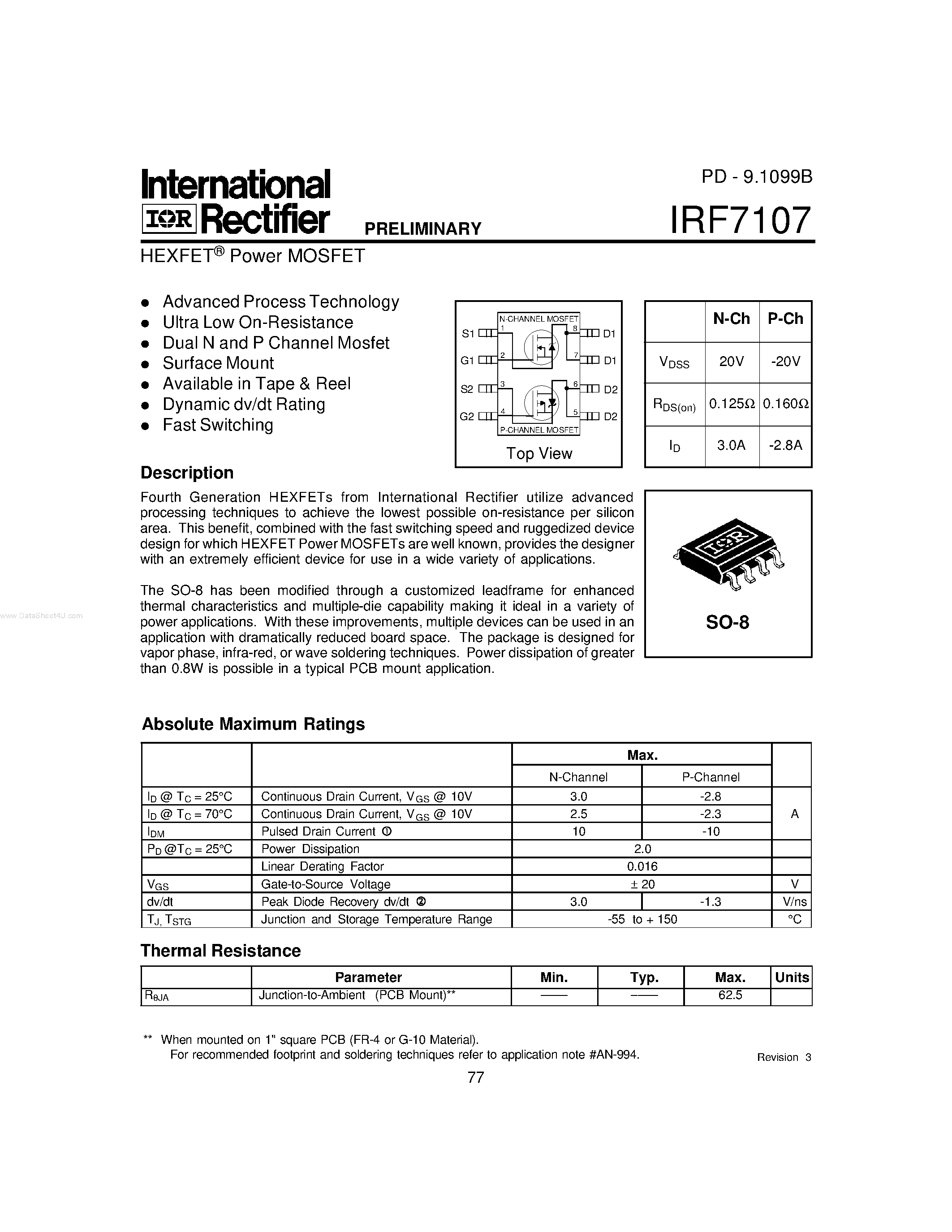 Datasheet IRF7107 - HEXFET Power MOSFET page 1