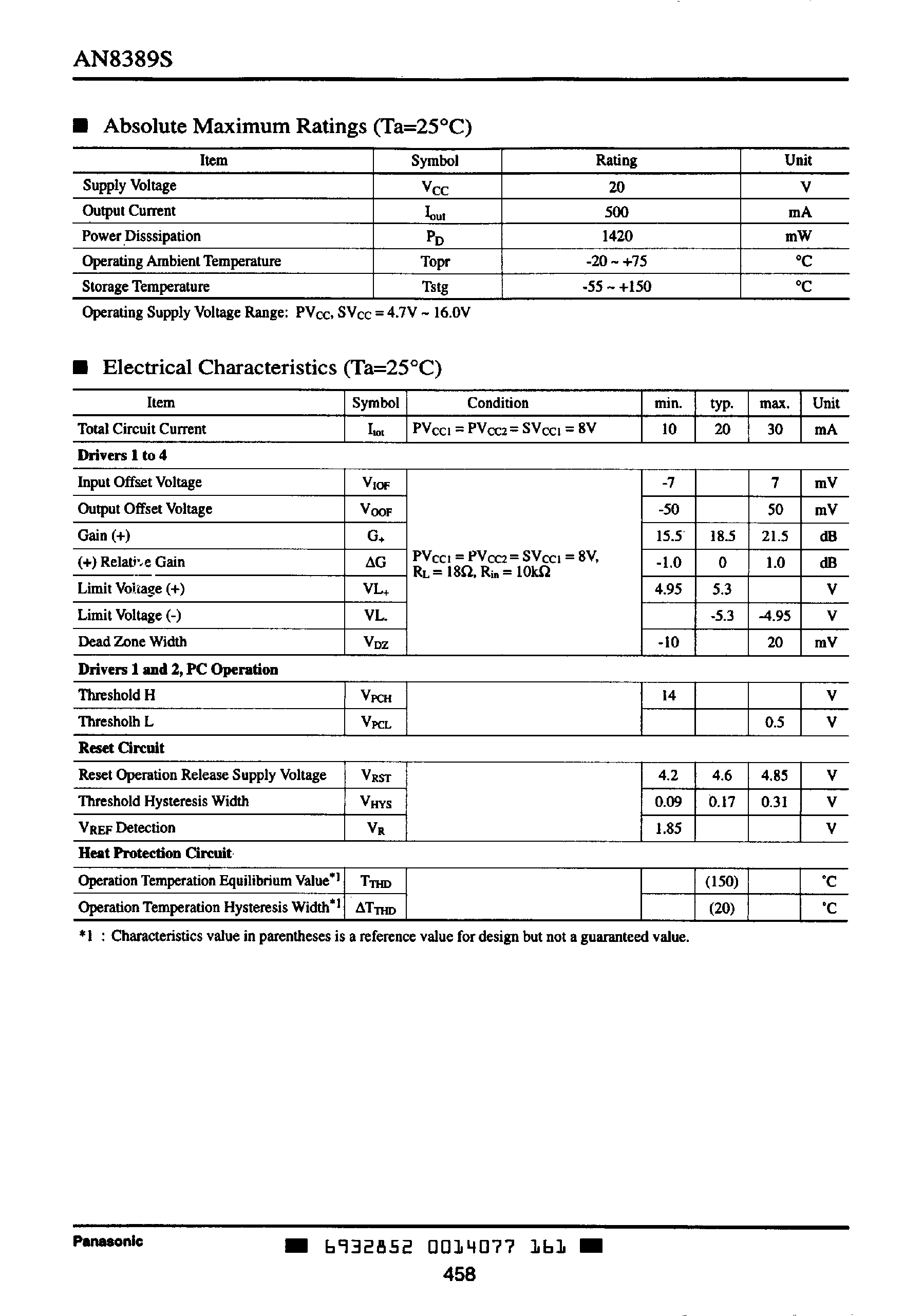 Даташит на микросхему AN8389S страница 2 Даташит AN8389S - 4 Channel Linear Driver IC страница 2