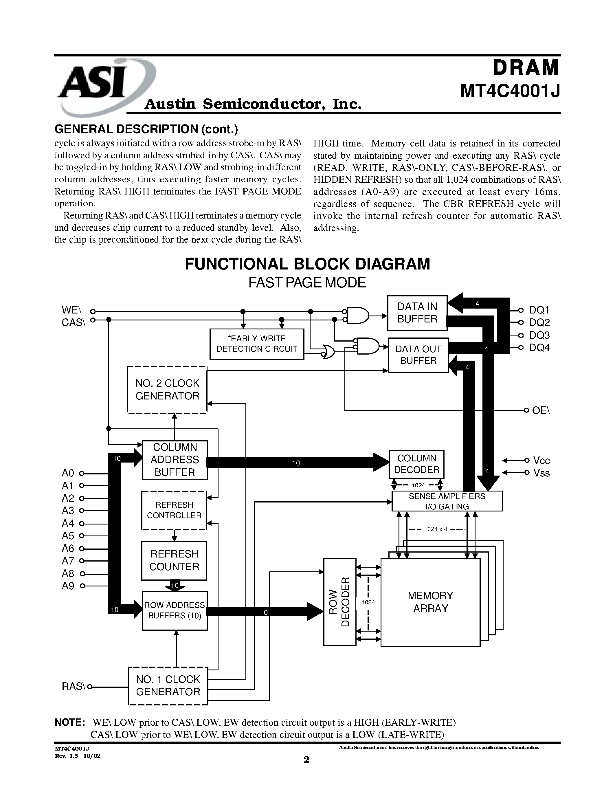 Datasheet MT4C4001J - 1 MEG x 4 DRAM Fast Page Mode DRAM page 2