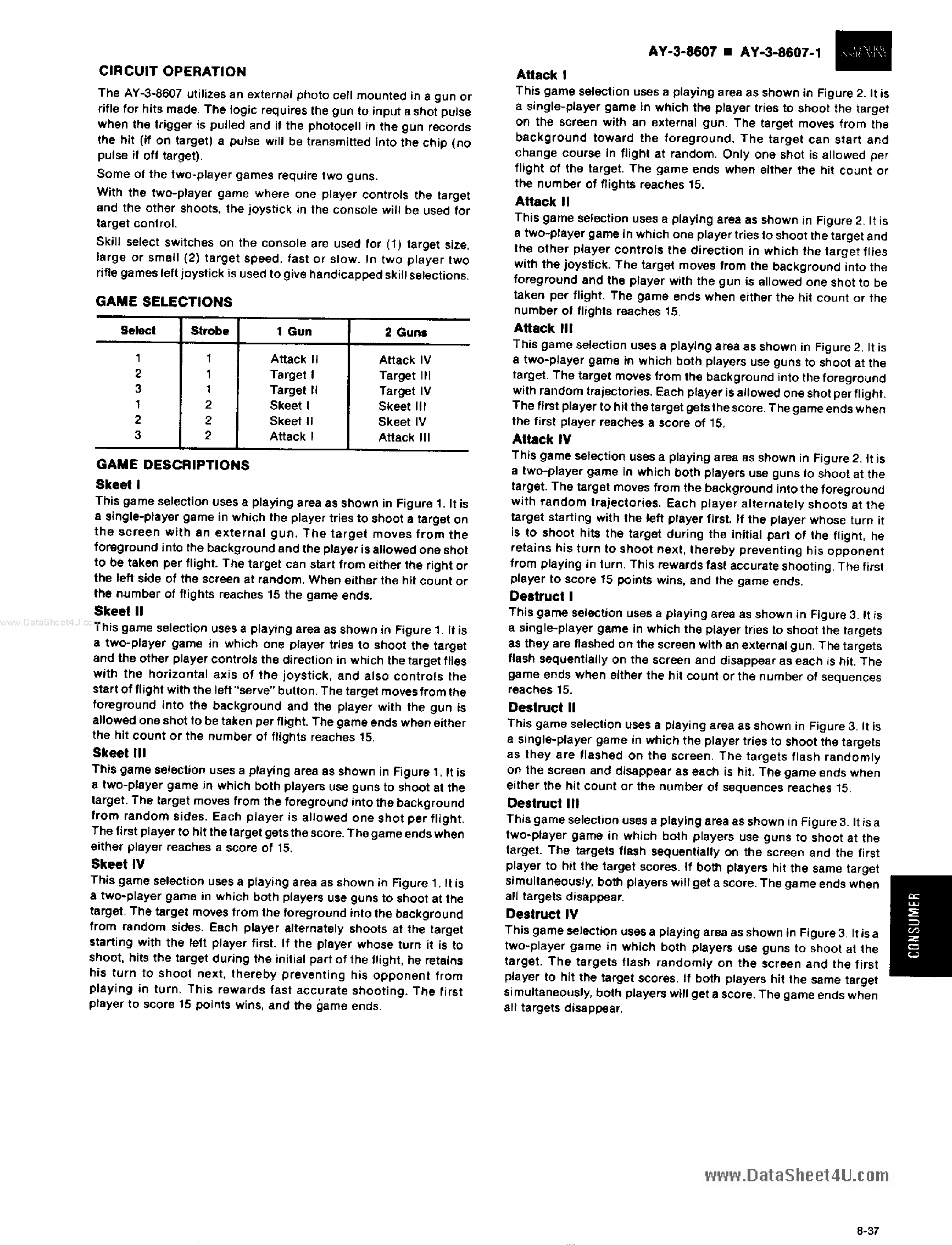 Datasheet AY-3-8607 - Shooting Gallery page 2