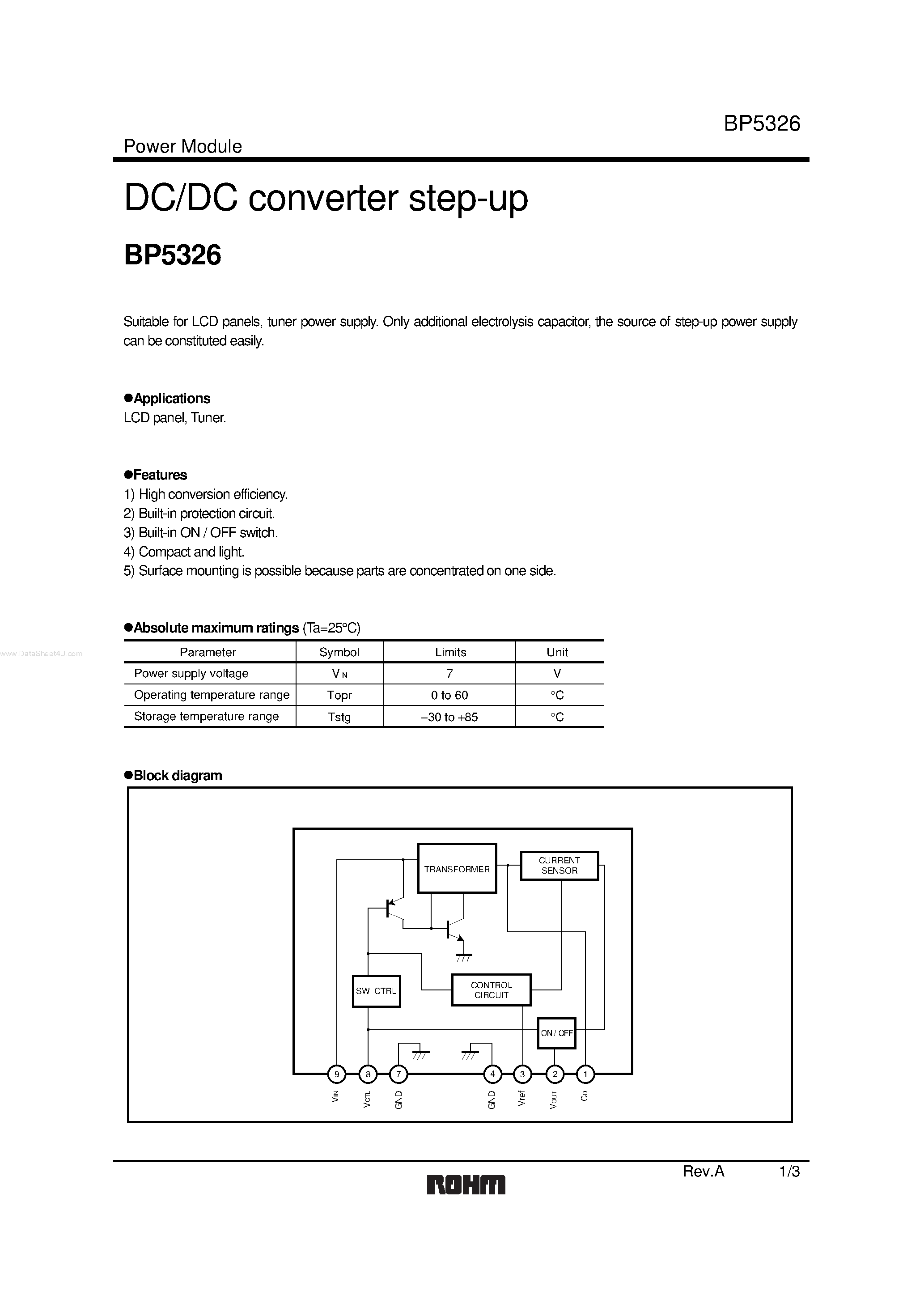 Даташит BP5326 - DC/DC converter step-up страница 1