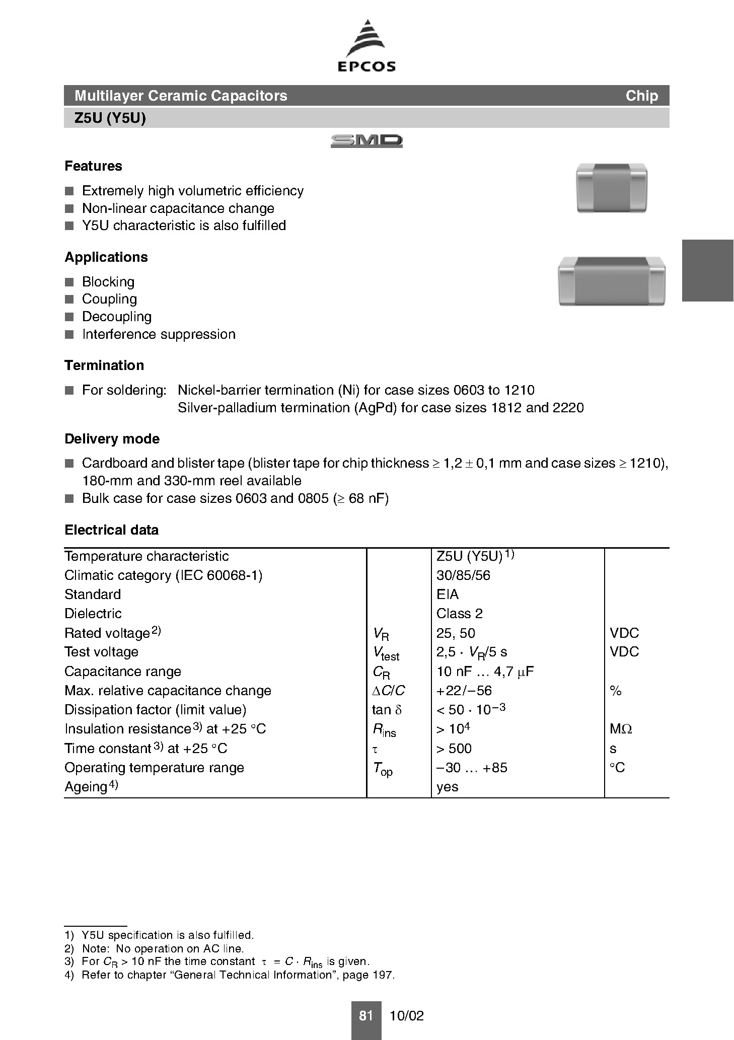 Datasheet B37873Jxxx page 2 Datasheet B37873Jxxx - Multilayer Ceramic Capacitors page 2