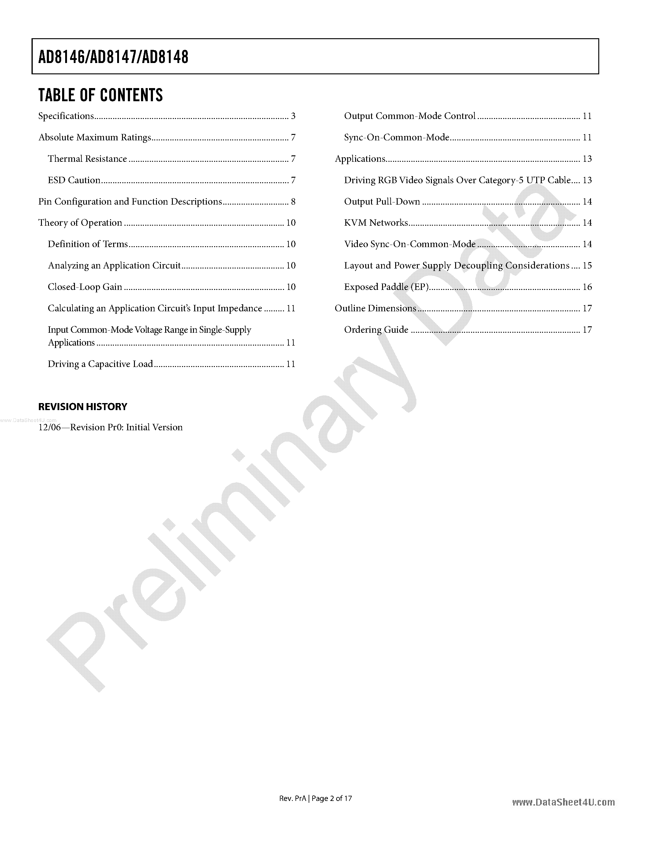 Даташит на микросхему AD8146 страница 2 Даташит AD8146 - (AD8146 - AD8148) Triple Differential Driver страница 2