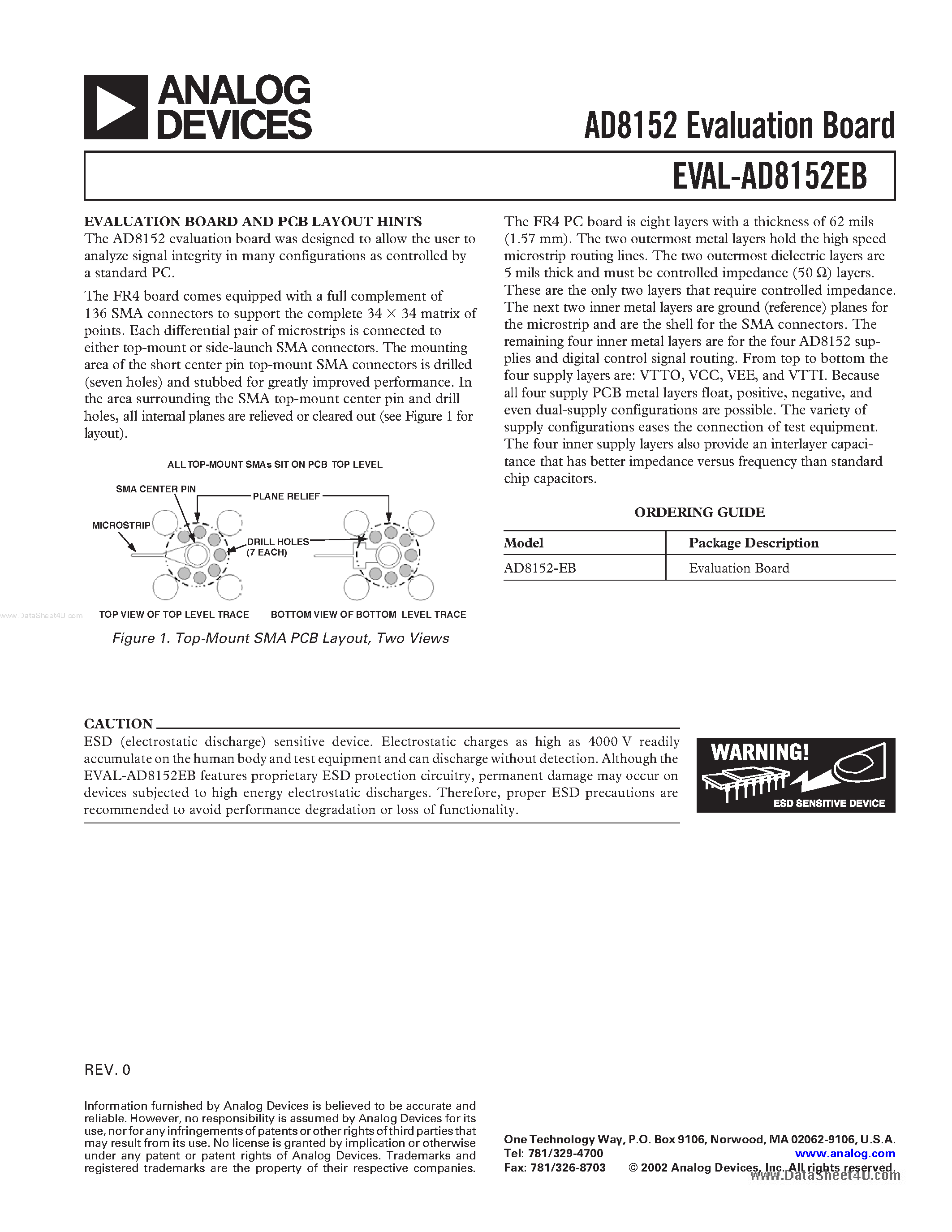 Datasheet AD8152-EB - Digital Crosspoint Switch page 1