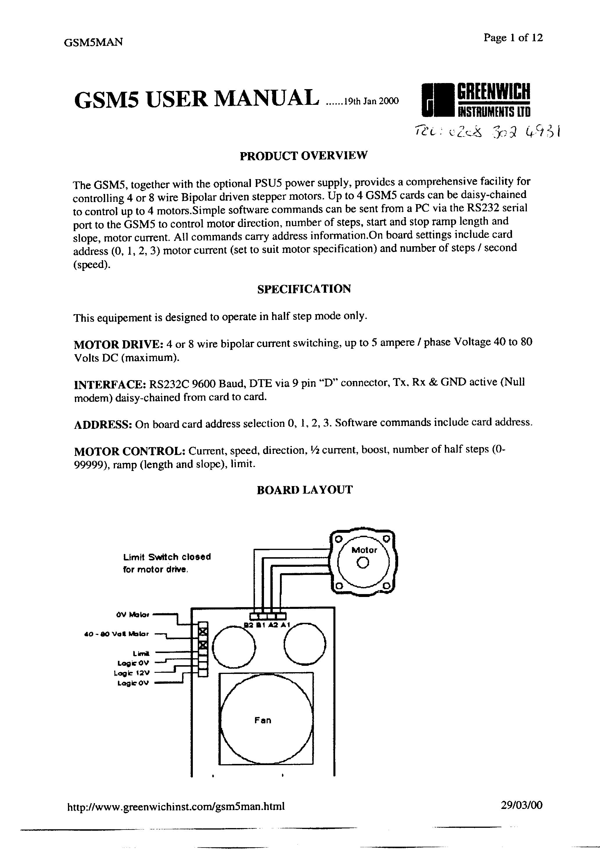 Даташит GSM5 - Stepper Motor Drive страница 1