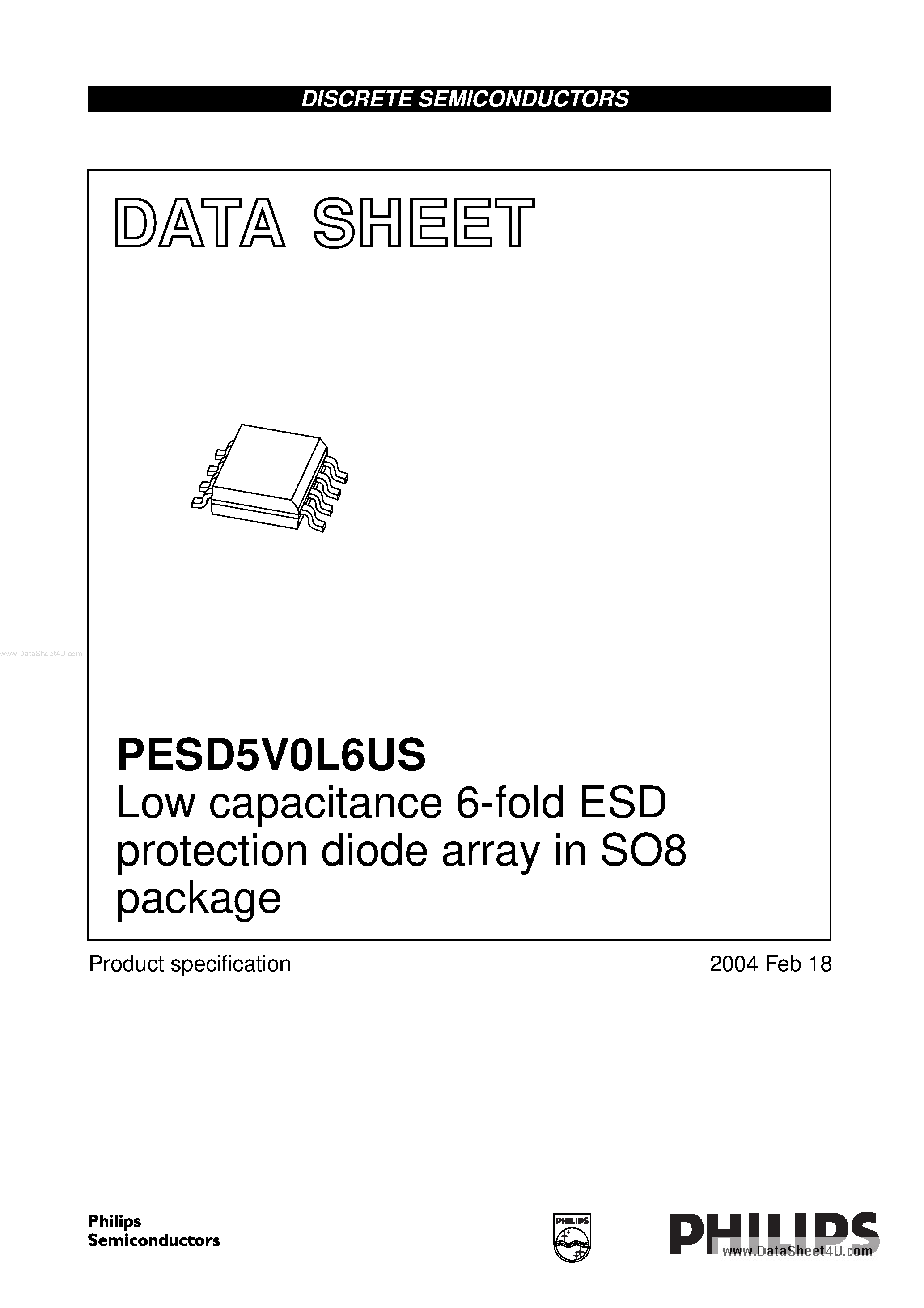Datasheet PESD5V0L6US - Low Capacitance 6-fold Esd Protection Diode Array page 1