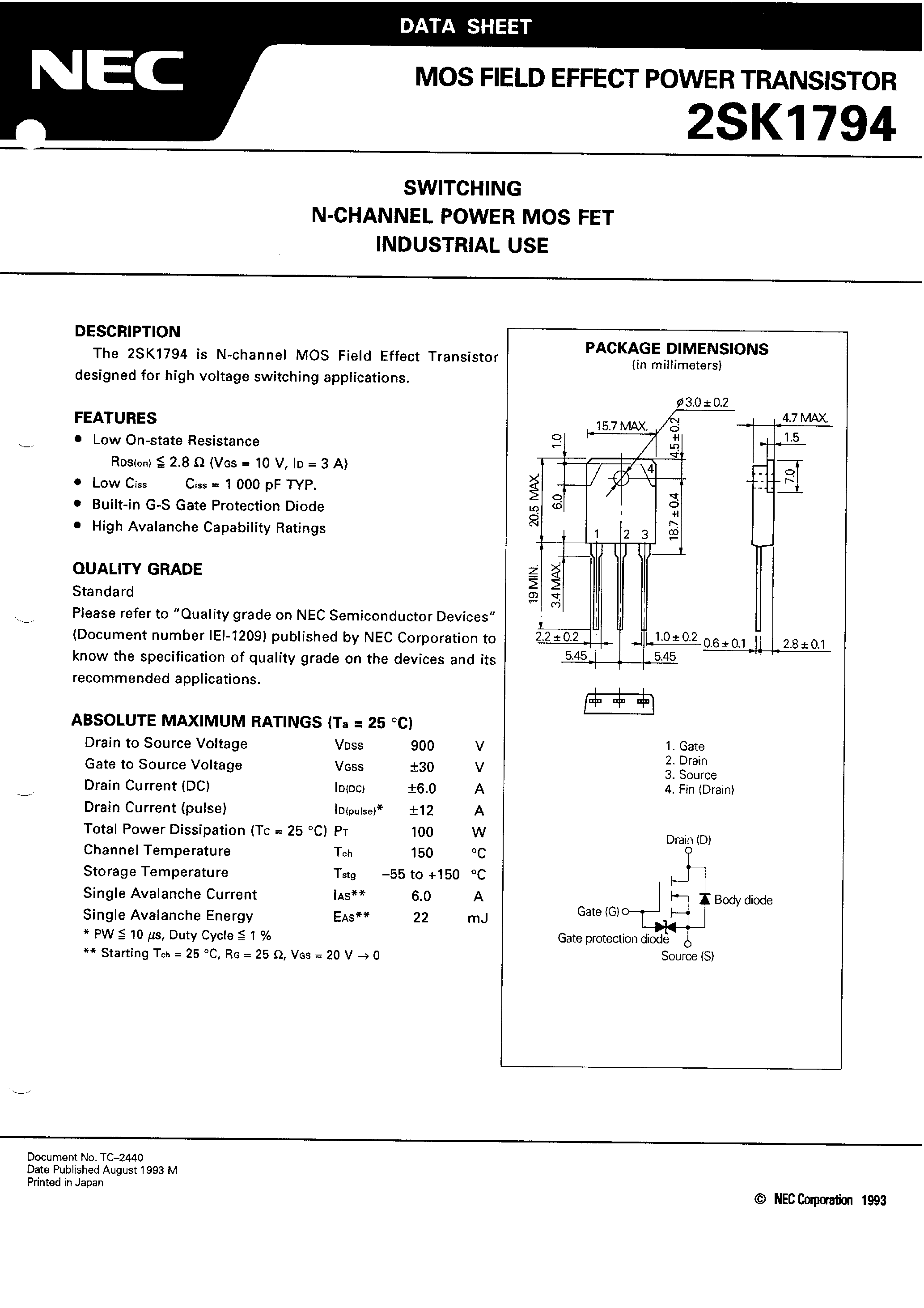 Datasheet K1794 - Search -----> 2SK1794 page 2
