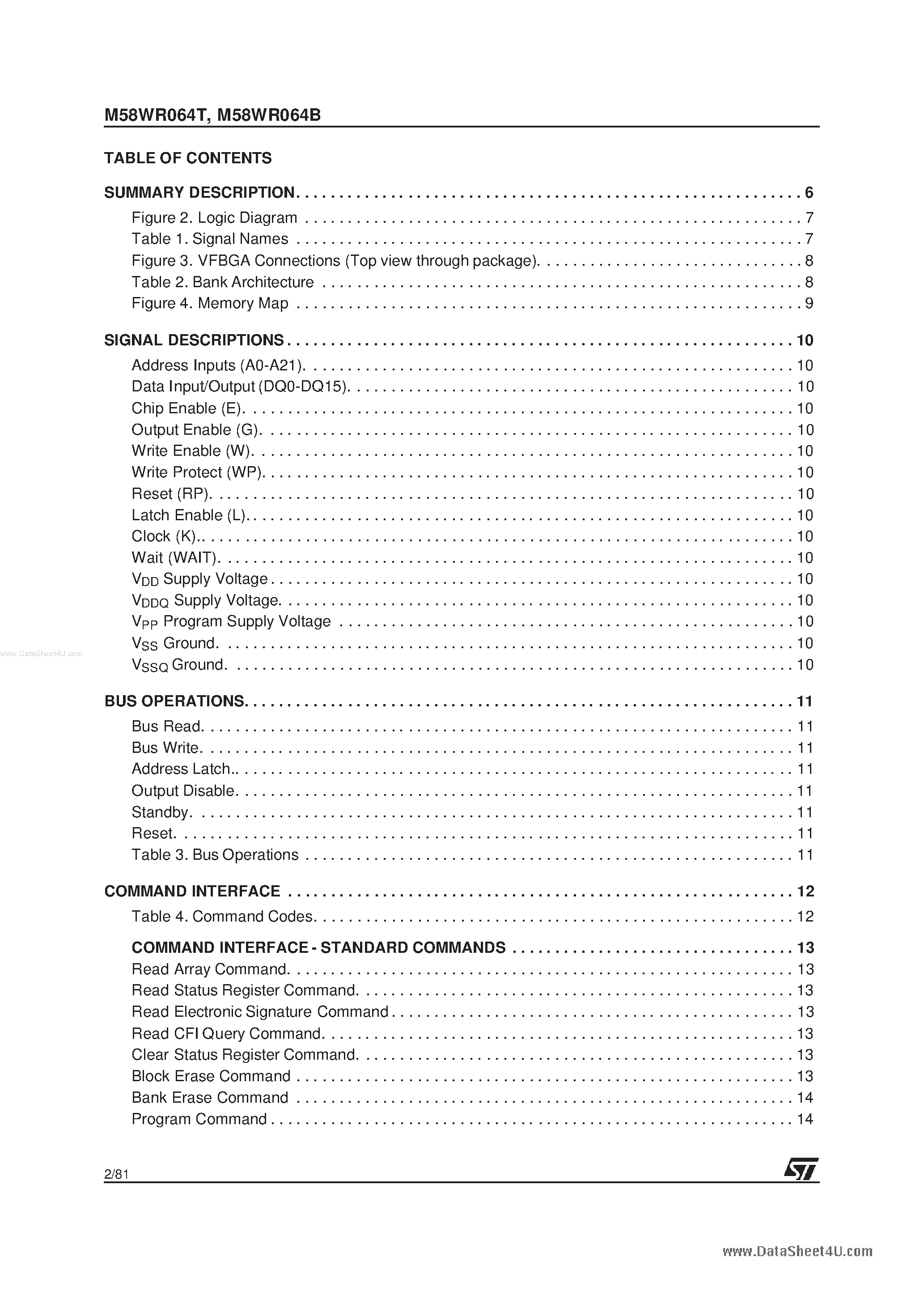 Даташит M58WR064B - (M58WR064B/T) FLASH MEMORY страница 2