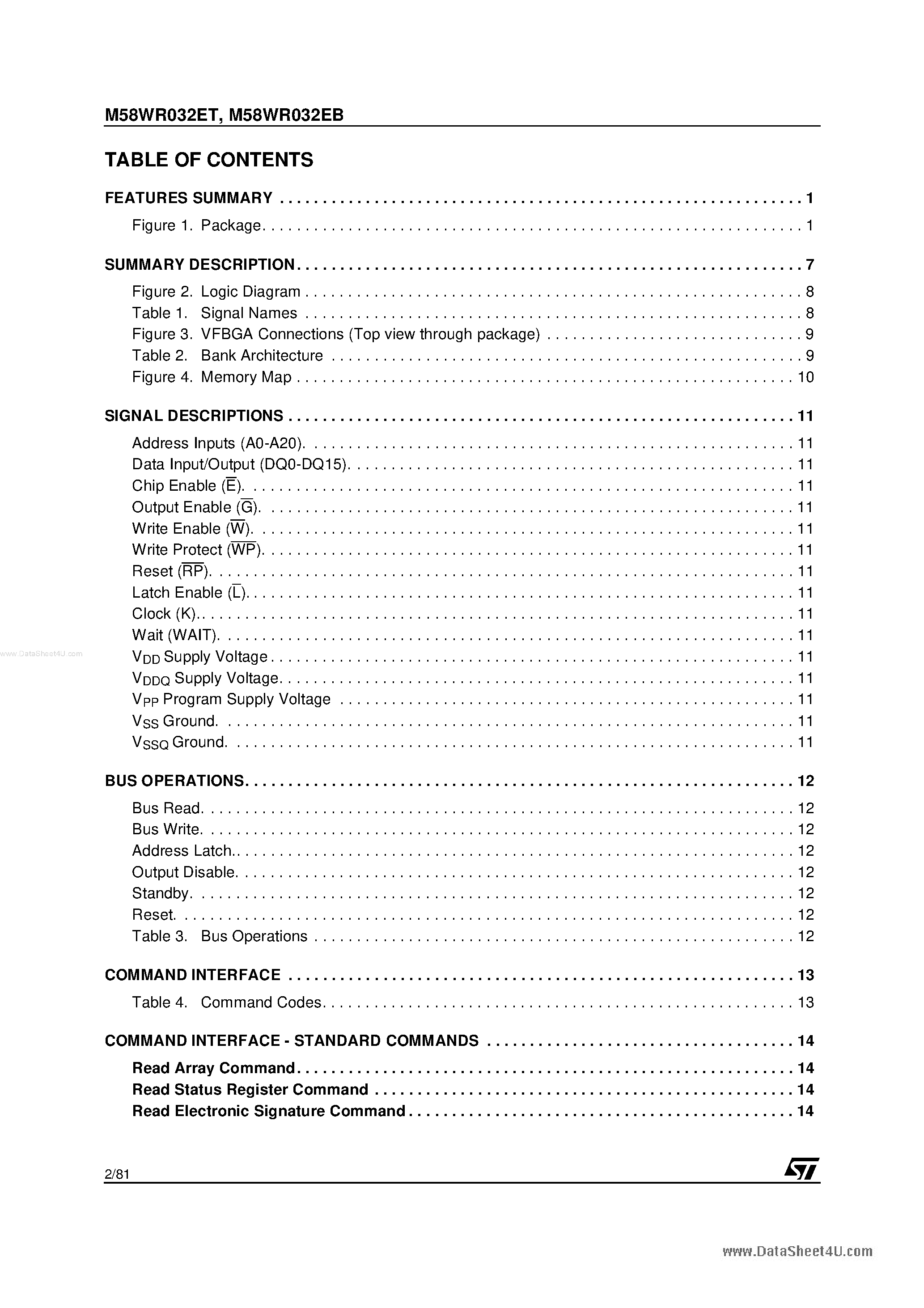 Даташит M58WR032EB - (M58WR032EB/T) Flash Memory страница 2