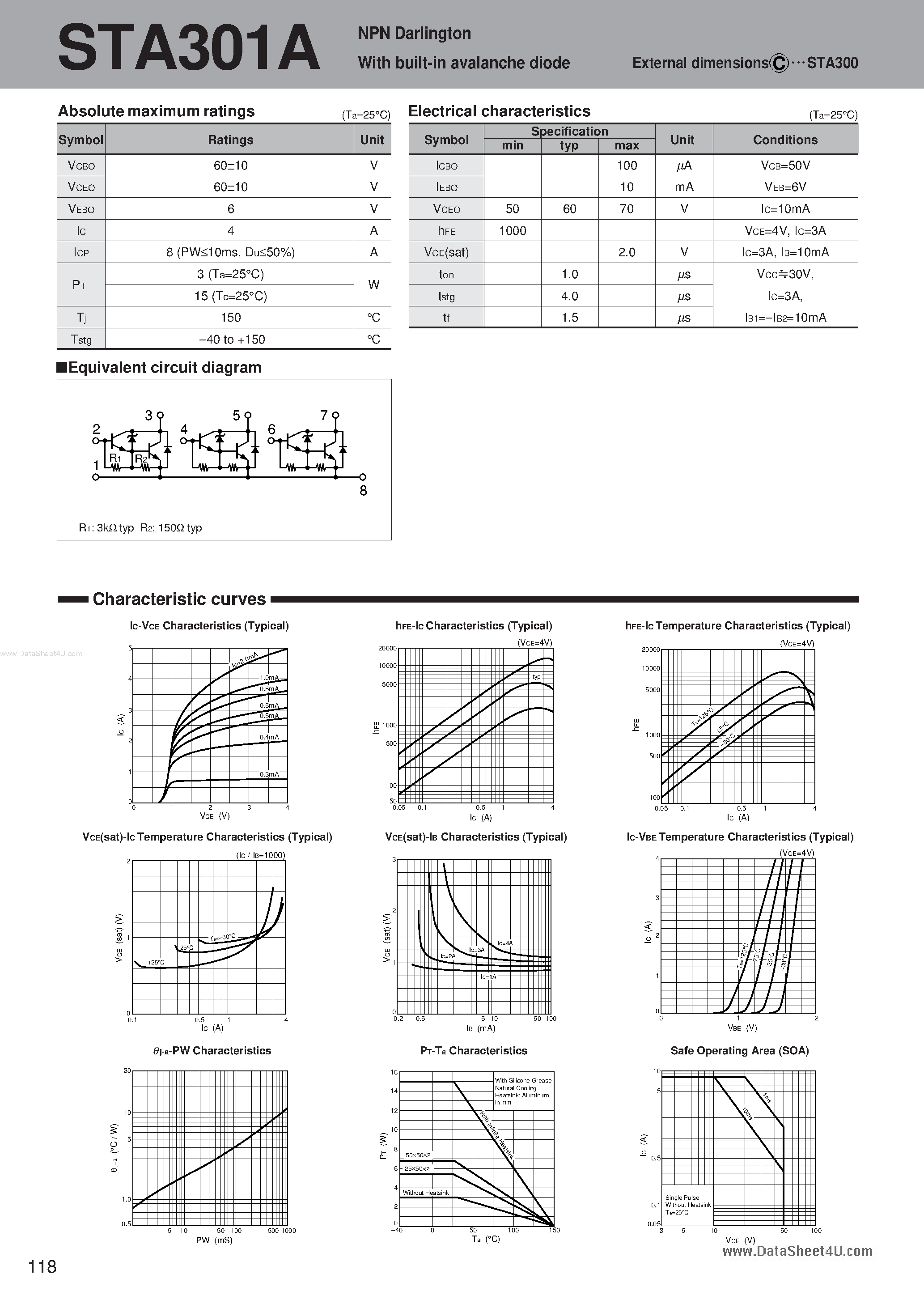 Datasheet STA301A page 1 Datasheet STA301A - NPN Darlington page 1