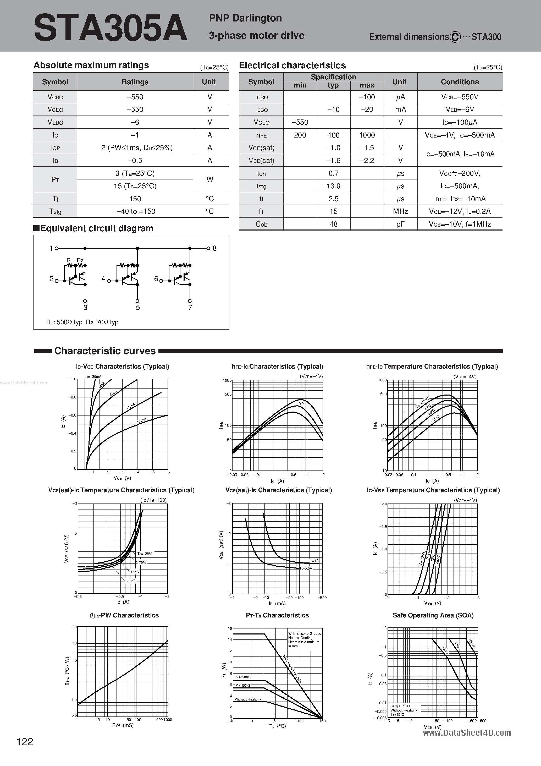 Datasheet STA305A page 1 Datasheet STA305A - PNP Darlington 3-phase motor drive page 1