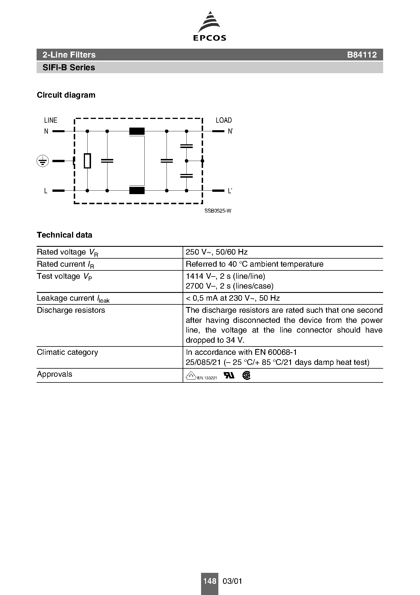 Даташит B84112 - 2-Line Filters страница 2