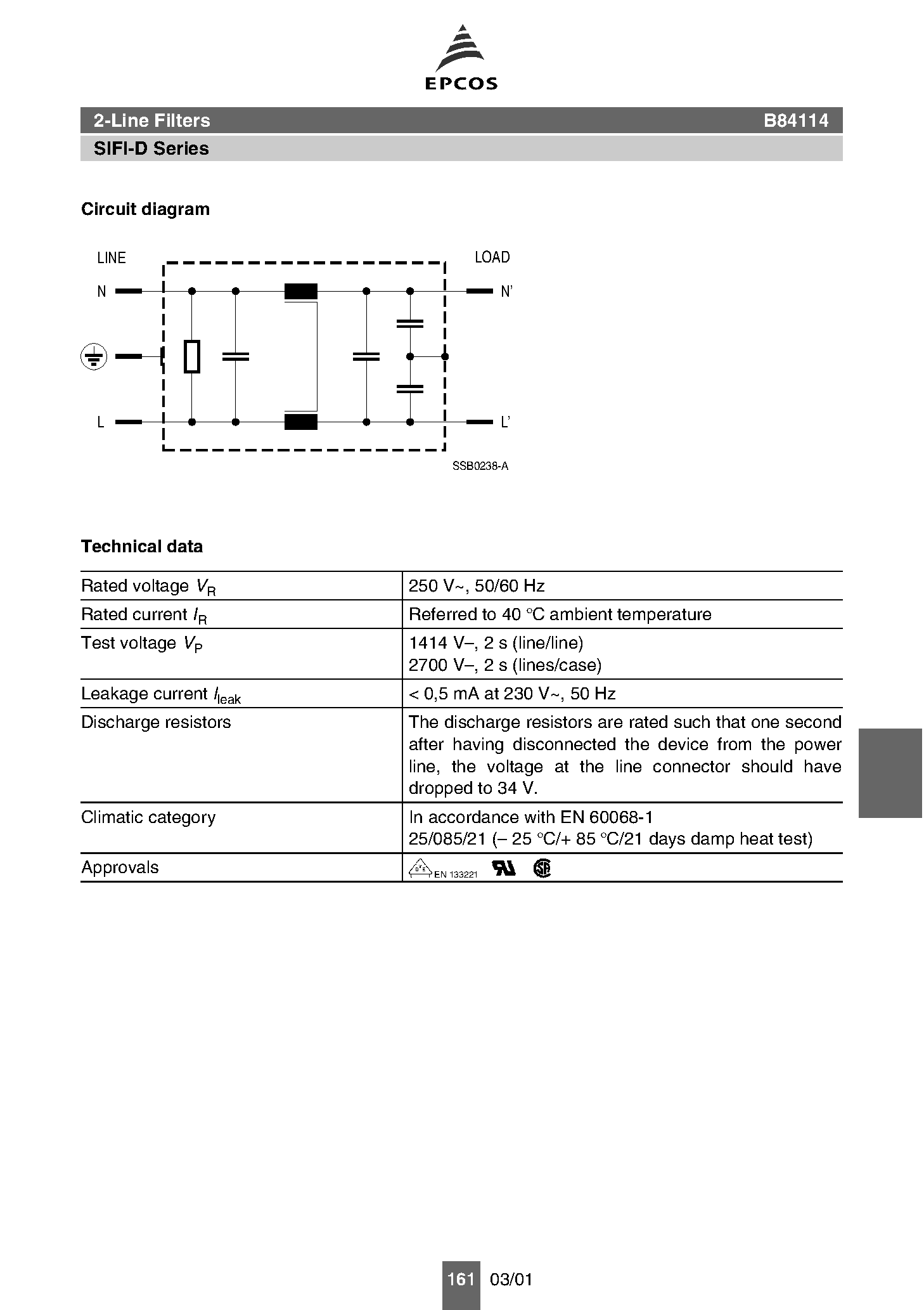 Даташит на микросхему B84114 страница 2 Даташит B84114 - 2-Line Filters страница 2