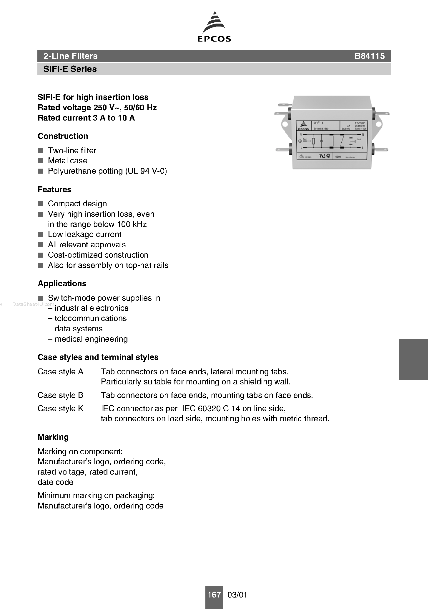 Даташит B84115 - 2-Line Filters страница 1