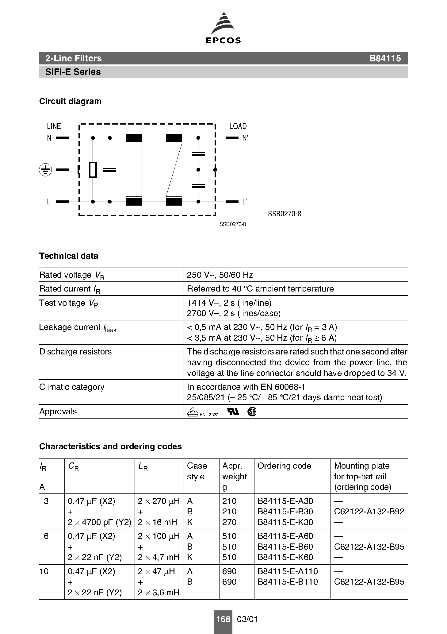 Даташит B84115 - 2-Line Filters страница 2