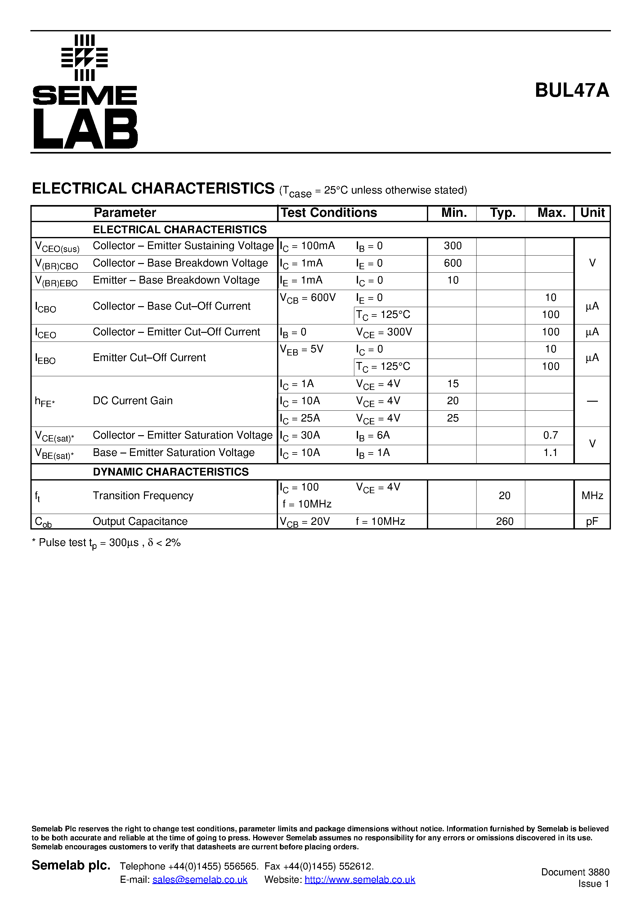 Datasheet BUL47A - ADVANCED DISTRIBUTED BASE DESIGN HIGH VOLTAGE HIGH SPEED NPN SILICON POWER TRANSISTOR page 2