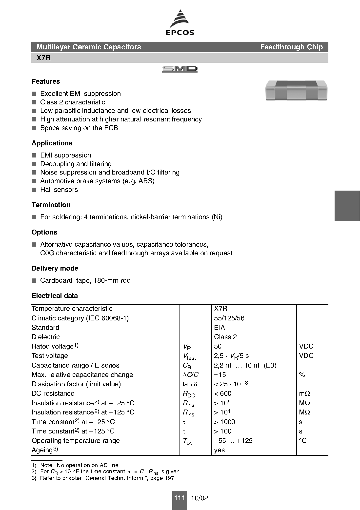 Datasheet B37872 - Multilayer Ceramic Capacitors Array page 2