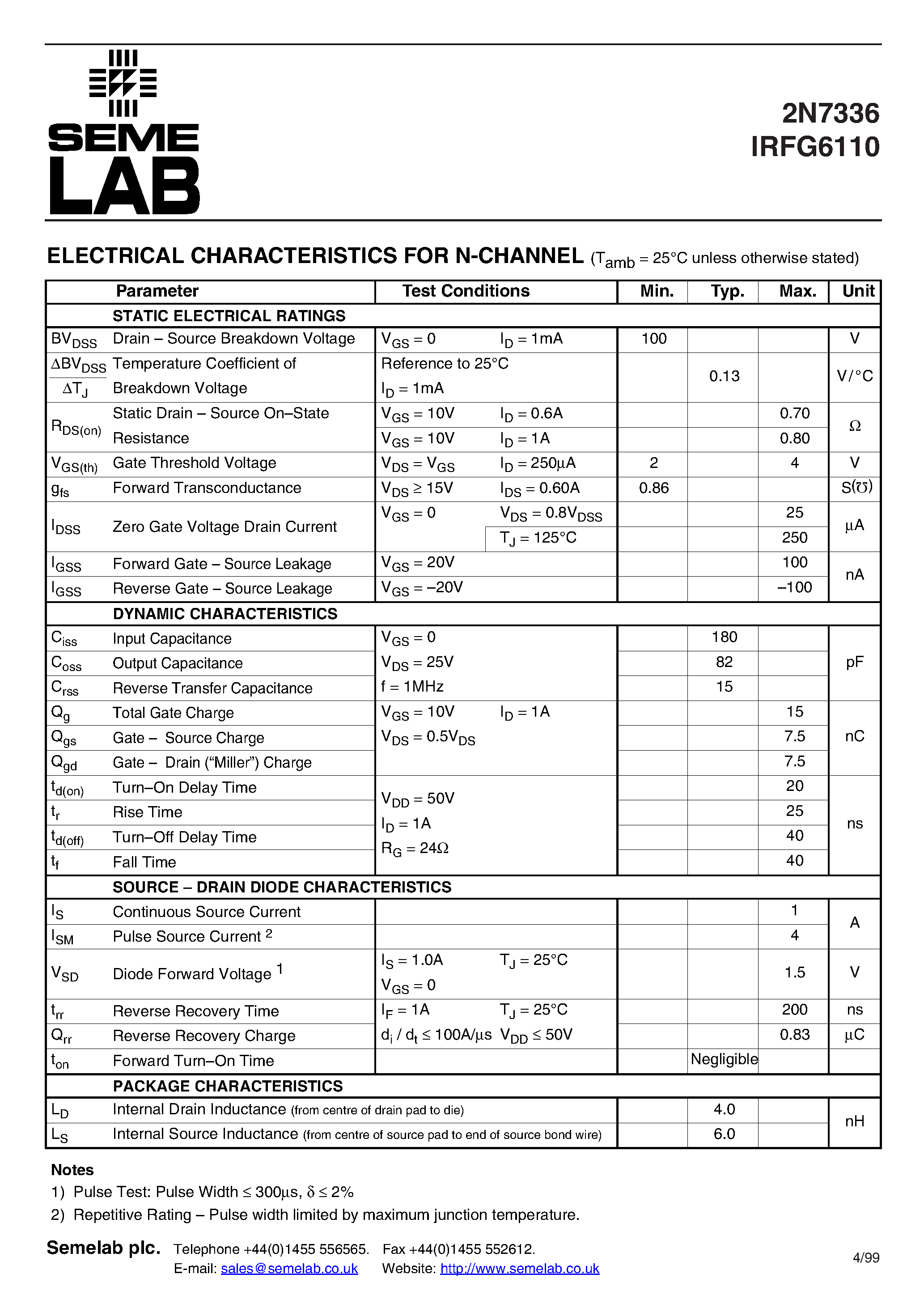 Даташит на микросхему 2N7336 страница 2 Даташит 2N7336 - 14 LEAD DUAL IN LINE QUAD N & P CHANNEL POWER MOSFETS страница 2