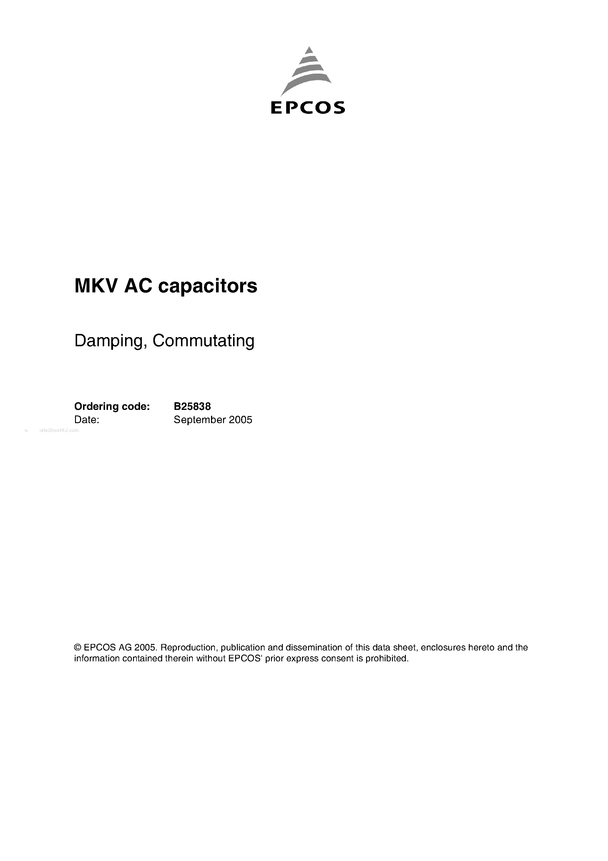 Datasheet B25838 - MKV AC Capacitors Damping page 1