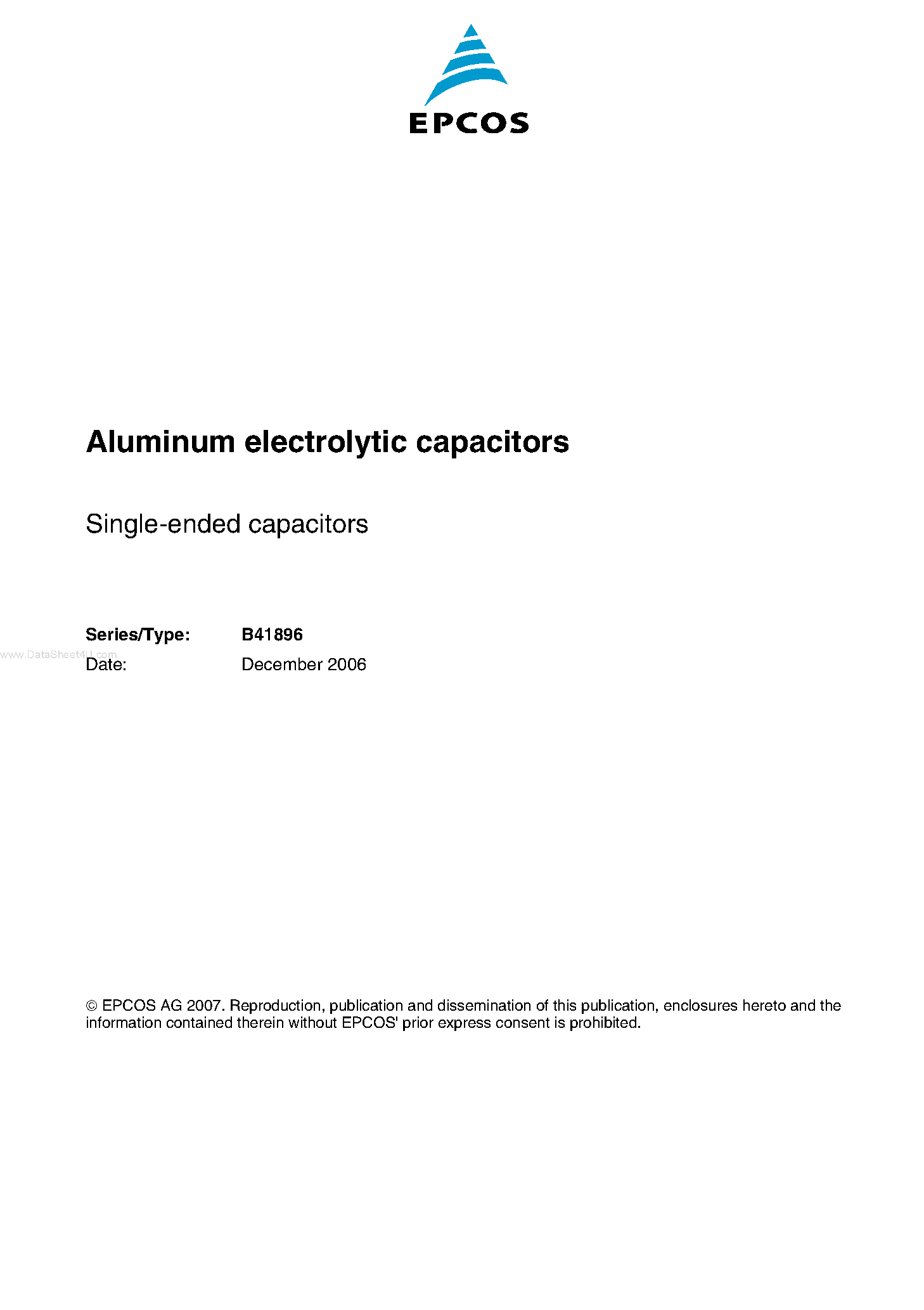 Datasheet B41896 - Long-life grade capacitors page 1