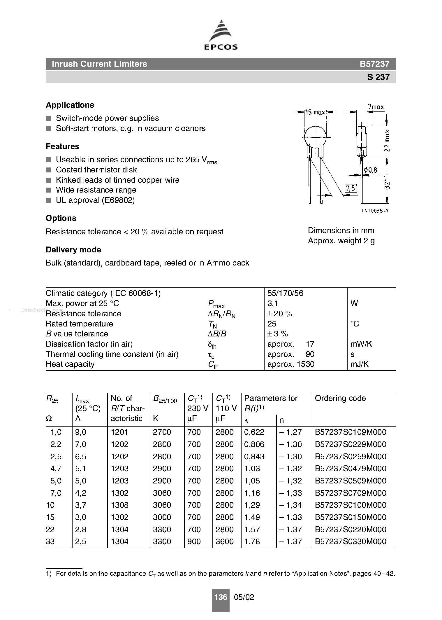 Даташит на микросхему B57237 страница 1 Даташит B57237 - Switch-mode power supplies страница 1