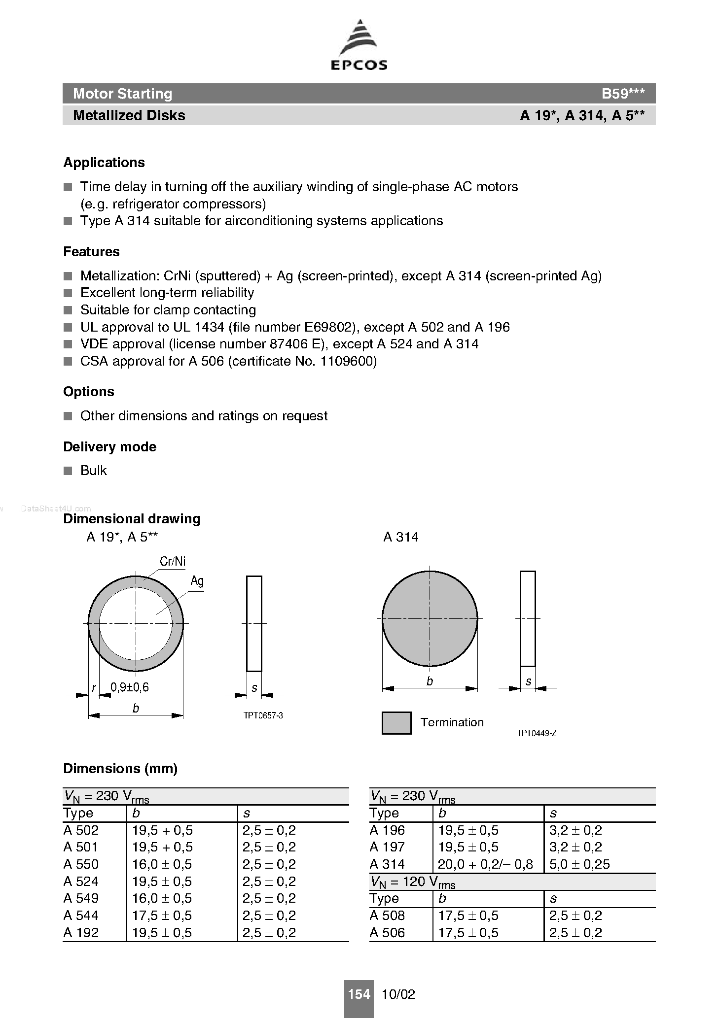 Datasheet B59192 page 1 Datasheet B59192 - (B59xxxA) Motor Starting page 1