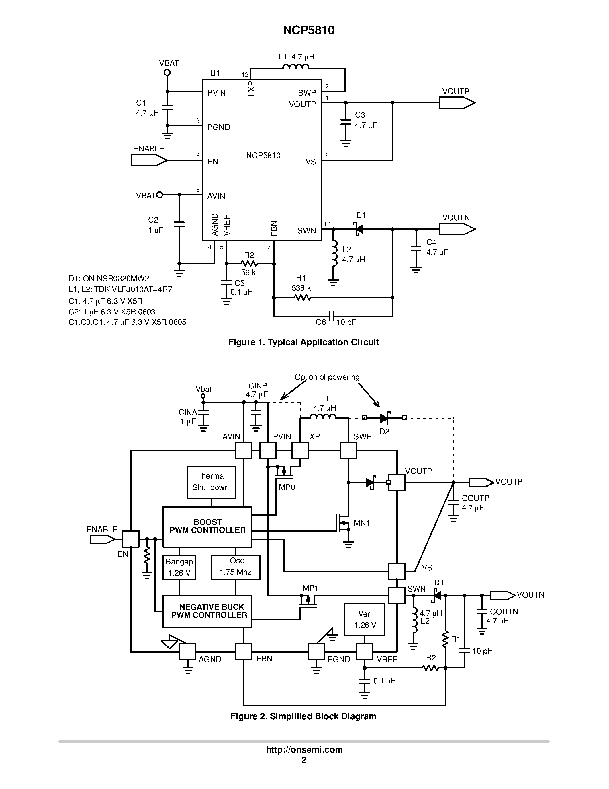 Даташит на микросхему NCP5810 страница 2 Даташит NCP5810 - Dual 1 W Output AMOLED Driver Supply страница 2