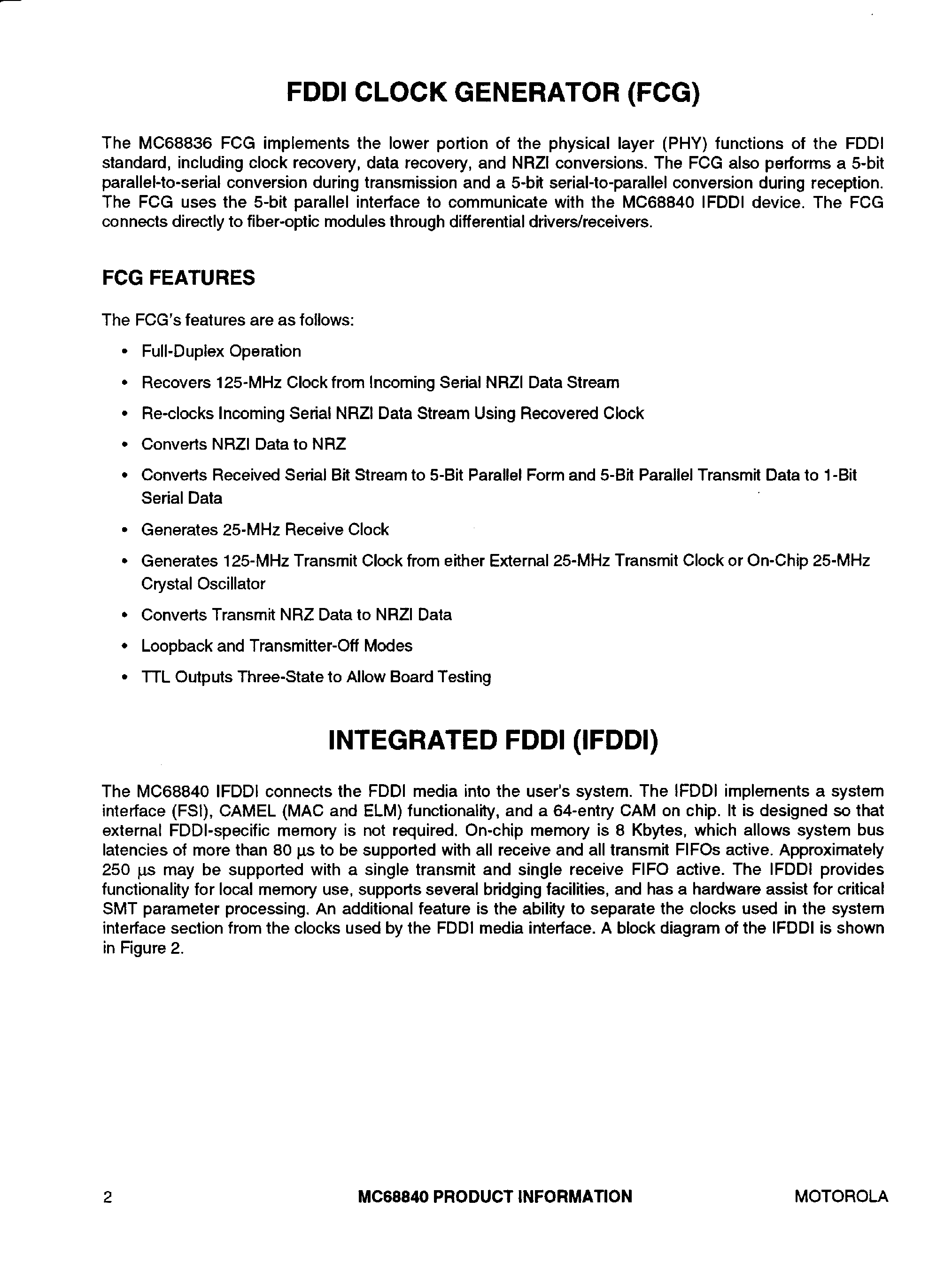 Даташит на микросхему MC68836 страница 2 Даташит MC68836 - (MC68840 / MC68836) FDDI Chip Set страница 2
