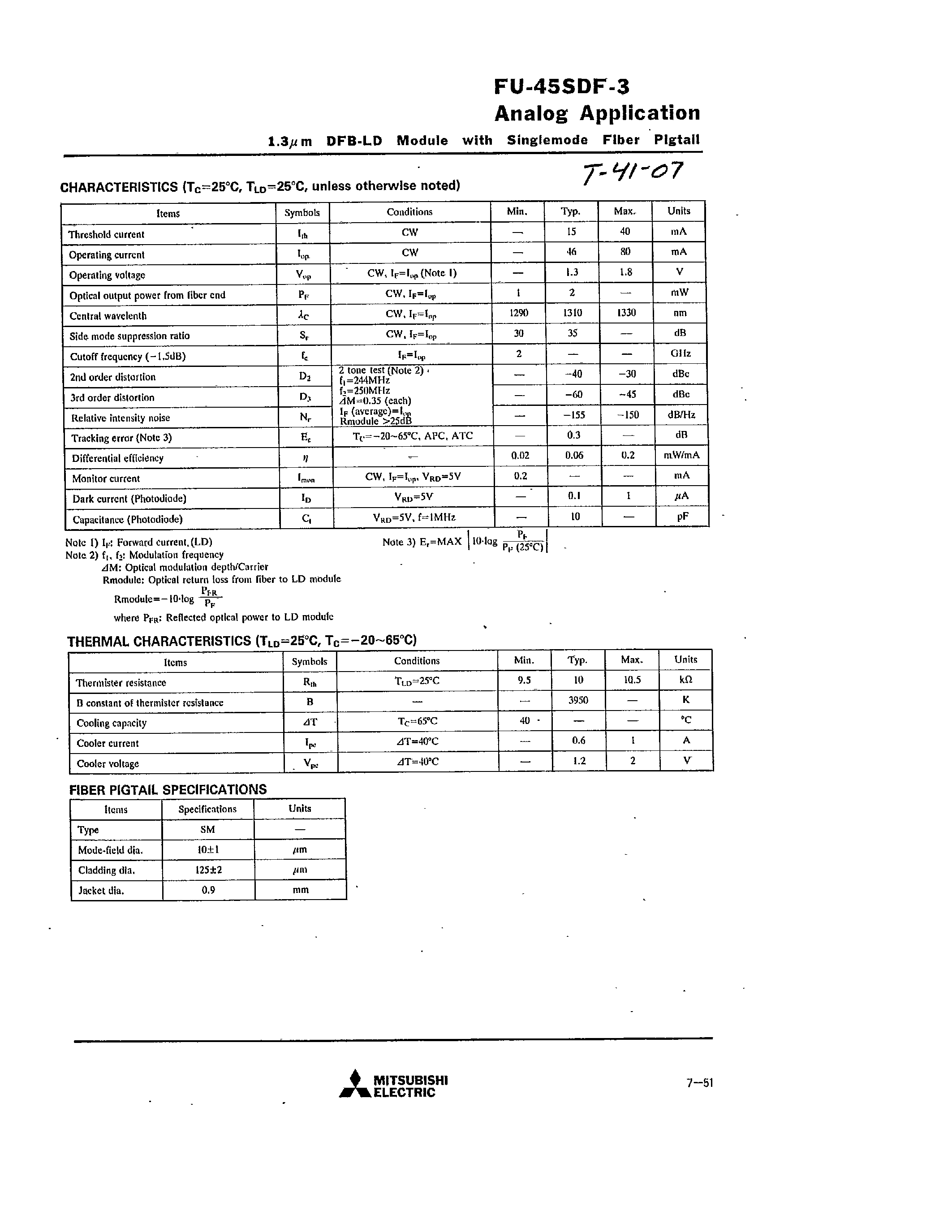 Datasheet FU-45SDF-3 page 2 Datasheet FU-45SDF-3 - DFM-LD MODULE page 2