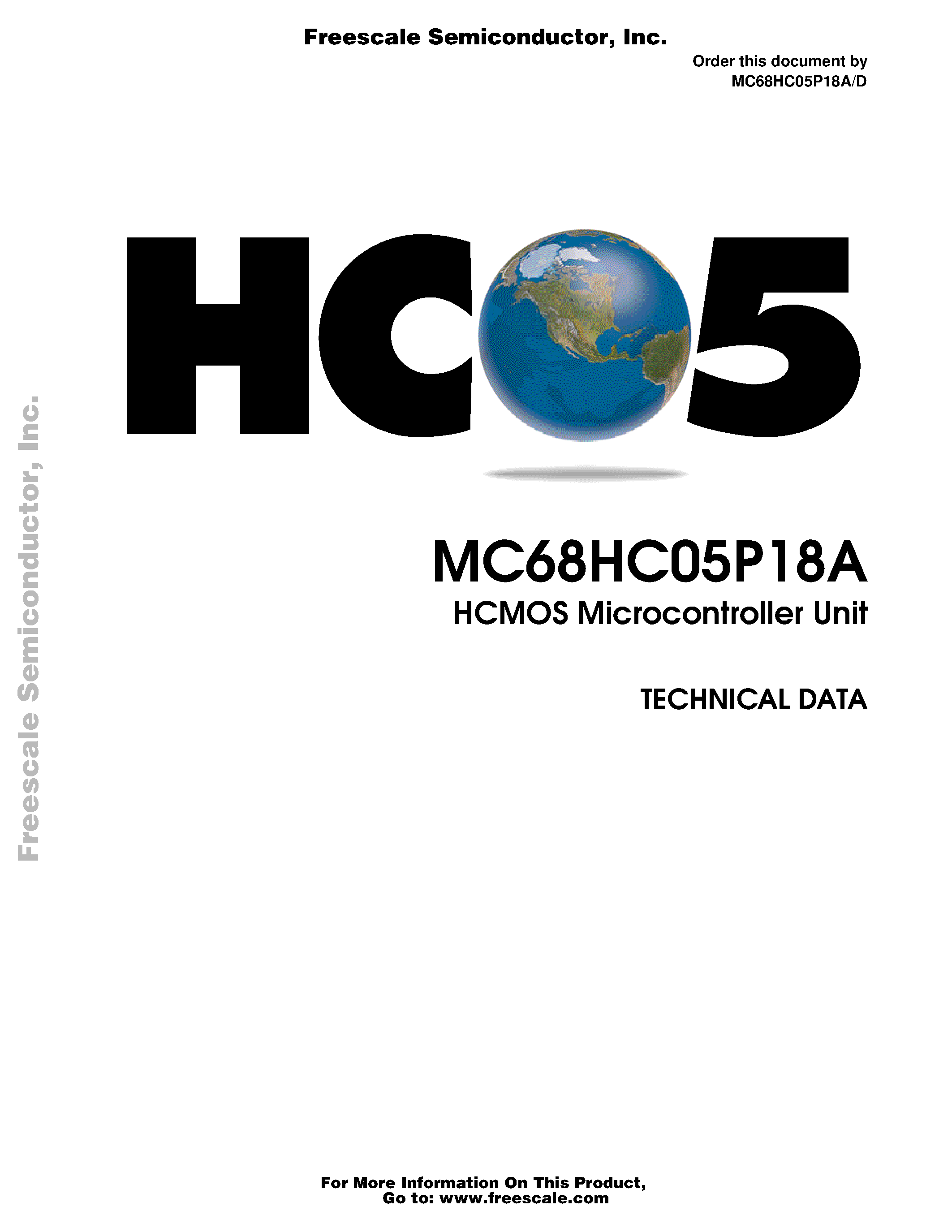 Даташит на микросхему MC68HC05P18A страница 1 Даташит MC68HC05P18A - HCMOS Microcontroller Unit страница 1