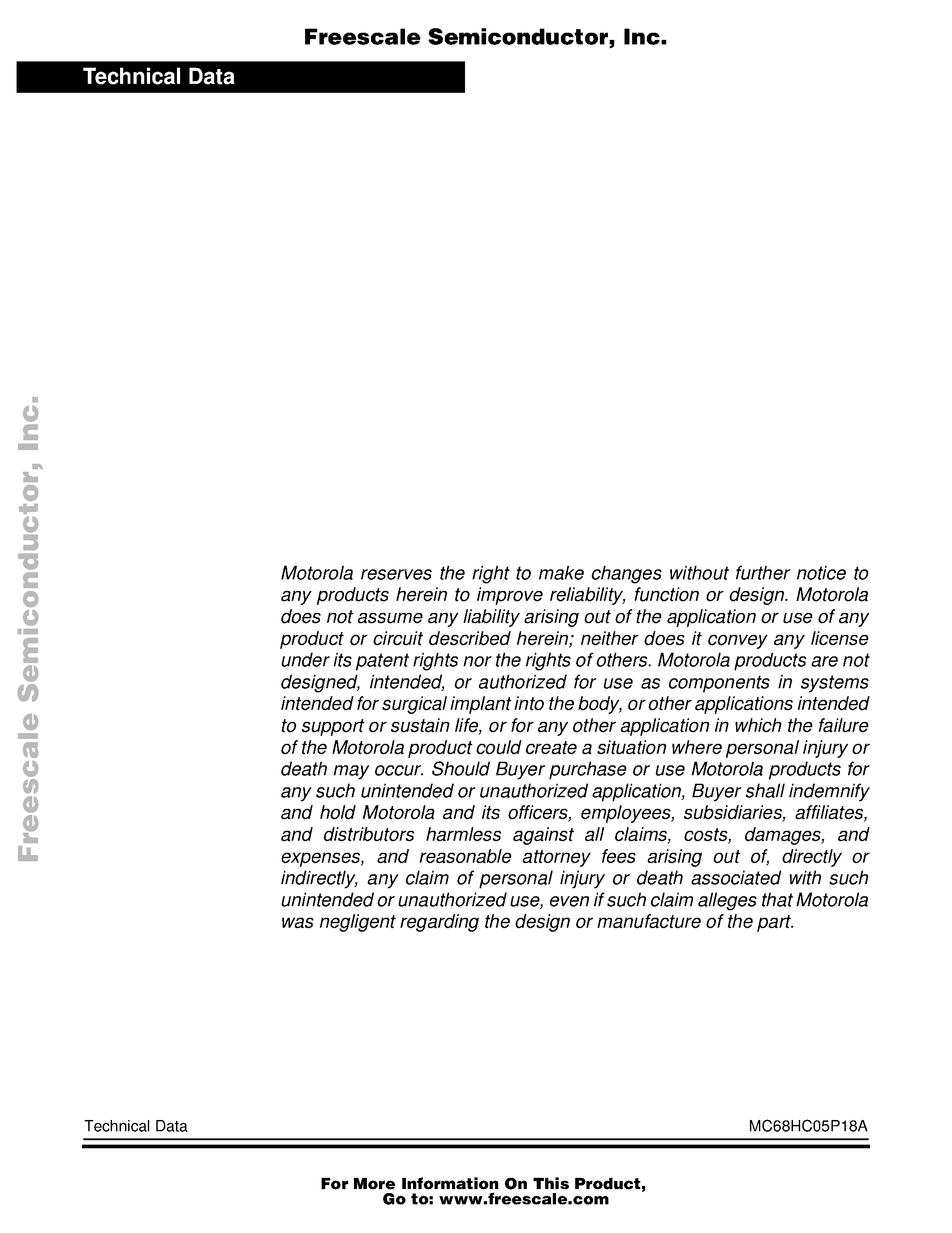 Даташит на микросхему MC68HC05P18A страница 2 Даташит MC68HC05P18A - HCMOS Microcontroller Unit страница 2