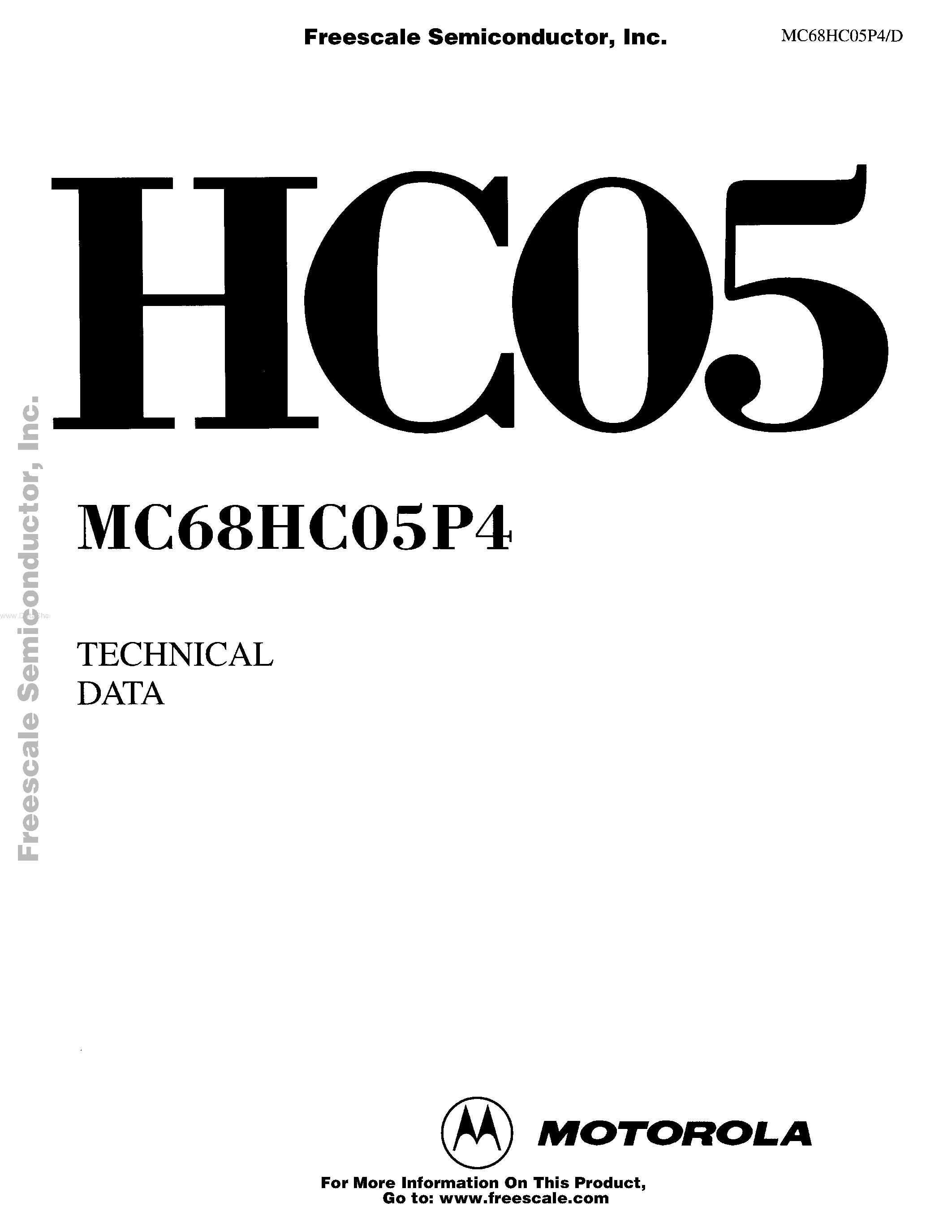 Даташит на микросхему MC68HC05P4 страница 1 Даташит MC68HC05P4 - HCMOS MICROCONTROLLER UNIT страница 1