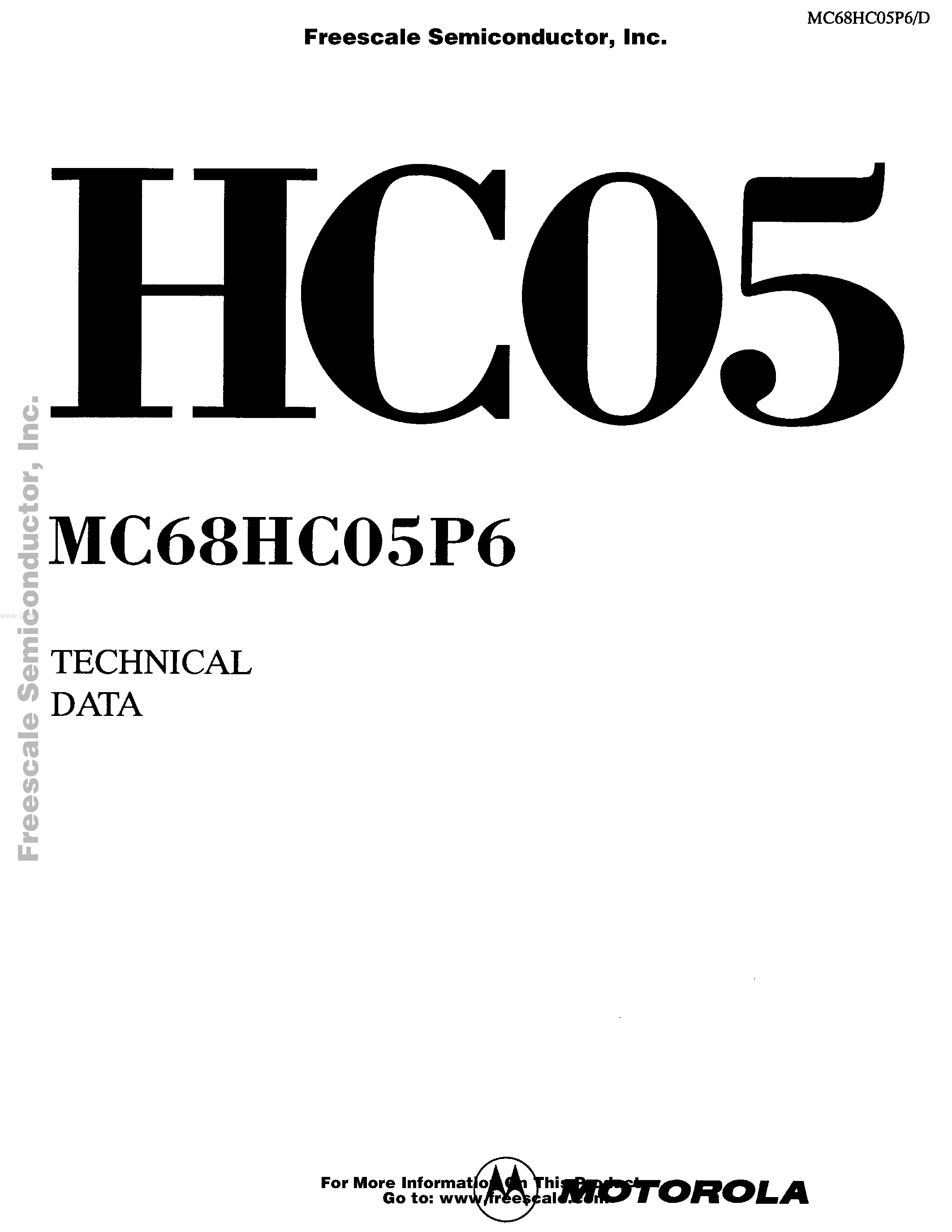 Даташит на микросхему MC68HC05P6 страница 1 Даташит MC68HC05P6 - HCMOS MICROCONTROLLER UNIT страница 1