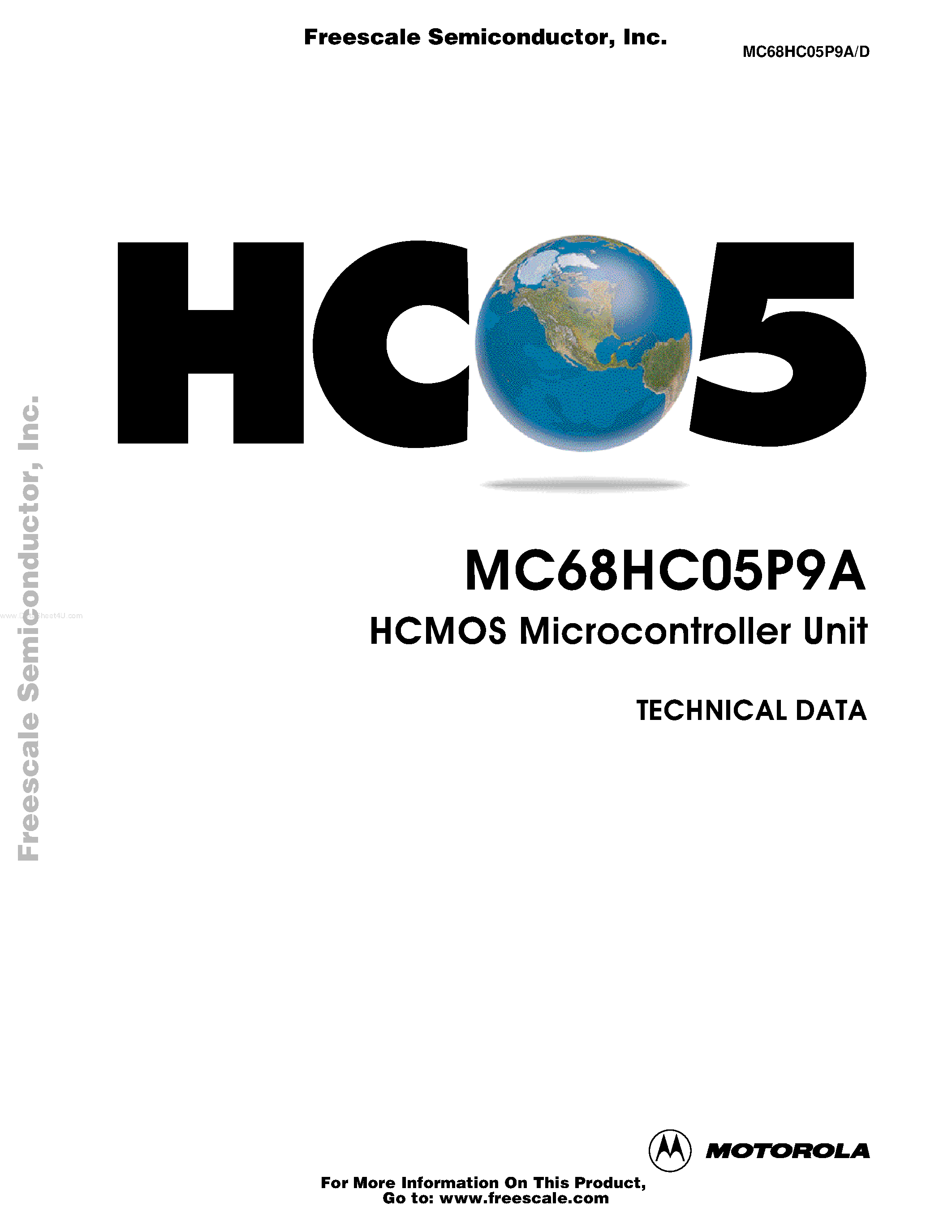 Даташит на микросхему MC68HC05P9A страница 1 Даташит MC68HC05P9A - HCMOS Microcontroller Unit страница 1